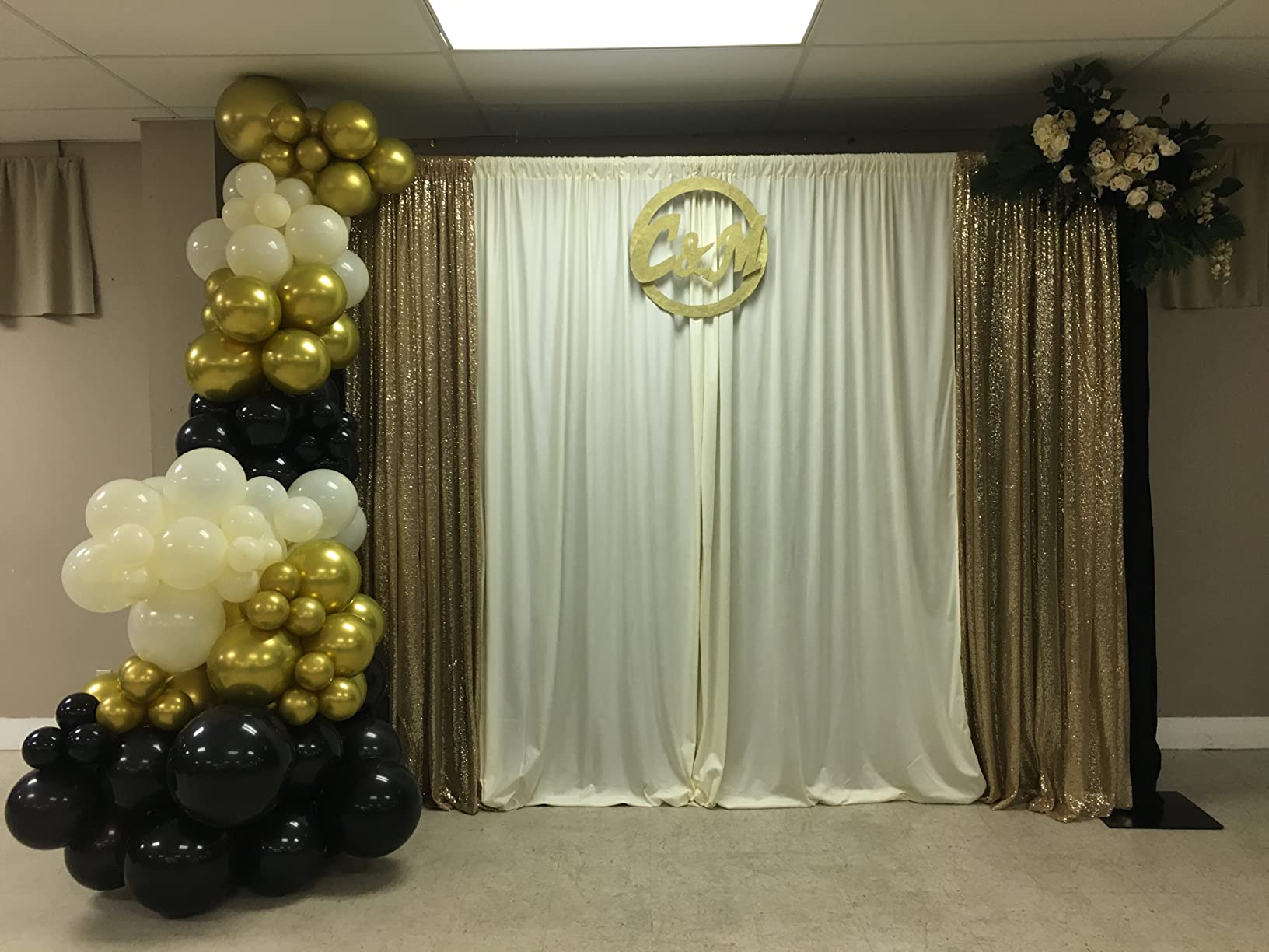 Hecis Double Backdrop Stand Heavy Duty, 10x10ft Double Crossbar Pipe and Drape Stand, Adjustable Aluminium Flower Wall Backdrop, Back Drop Stand for Party Event, Trade Shows & Wedding Decor customer photo 2