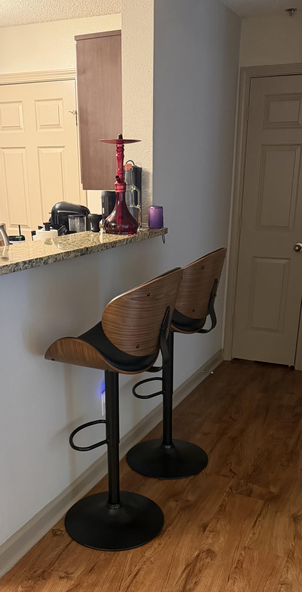 YaFiti Swivel Bar Stools Set of 2, Bar Stools for Kitchen Counter, Black customer photo 1