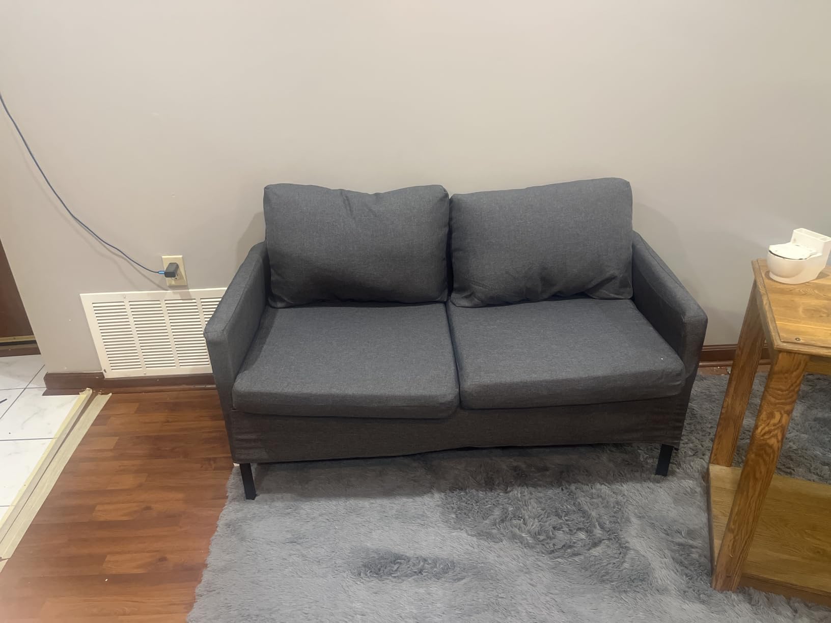 TYBOATLE 51'' Dark Grey Small Couch Loveseat, 2-Seater Linen Sofa | Love Seat, Small Sofa Design, Linen Upholstery, Iron Legs, Living Room, Apartment, Bedroom, Dorm, Office, Small Spaces customer photo 1