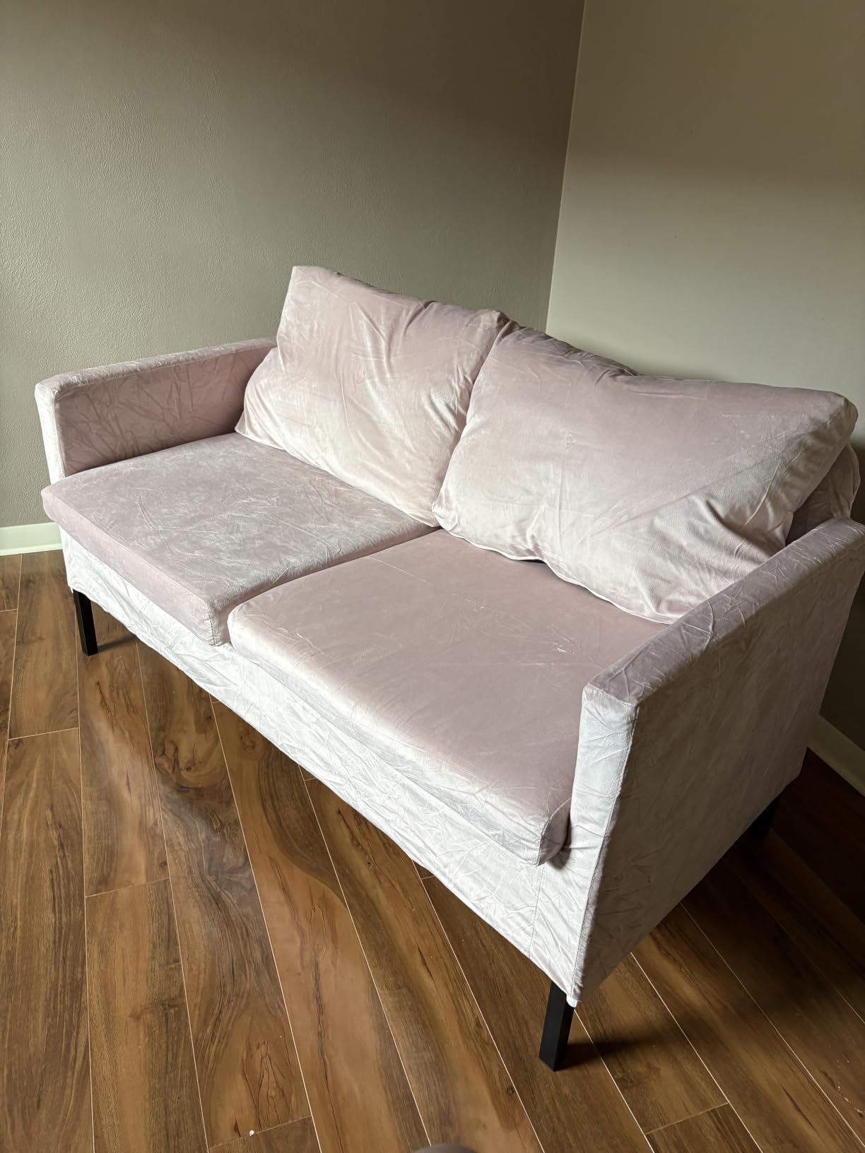 TYBOATLE 51'' Dark Grey Small Couch Loveseat, 2-Seater Linen Sofa | Love Seat, Small Sofa Design, Linen Upholstery, Iron Legs, Living Room, Apartment, Bedroom, Dorm, Office, Small Spaces customer photo 2