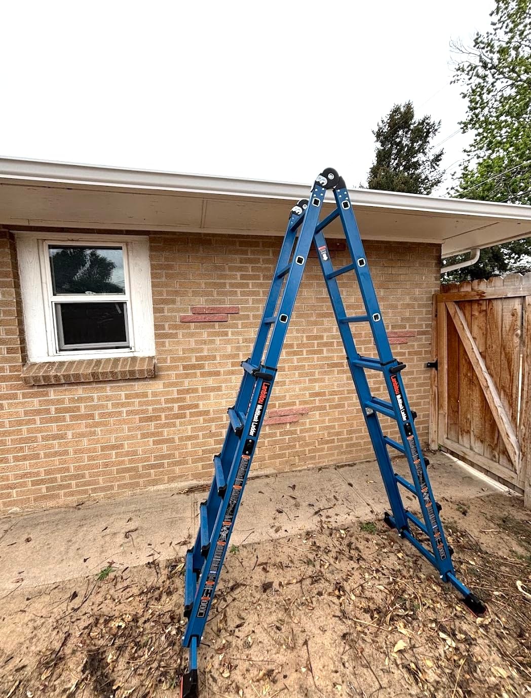 LANBITOU Ladder A Frame Extension 14Ft Multi Position for Home 330lbs | 2mm Thickness Aluminum, Telescoping, Anti-Slip Feet, ANSI Approved, Storage Folding, Security Load for Stairs Indoor Outdoor Roof customer photo 1