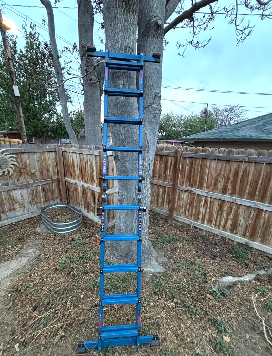 LANBITOU Ladder, A Frame 4 Step Ladder Extension, 14 FT Anti-Slip Multi Position Ladder, Storage Folding Ladder, 300 lbs Security Load Telescoping Aluminum Ladders for Stairs Home Indoor Outdoor Roof customer photo 1