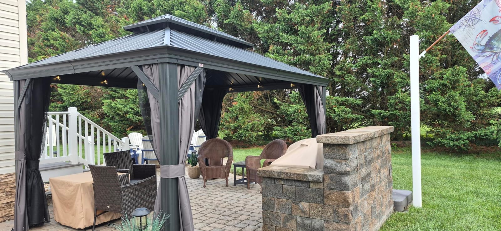 PURPLE LEAF Outdoor Gazebo 12' X 14' Double Roof, Gray | 4.7