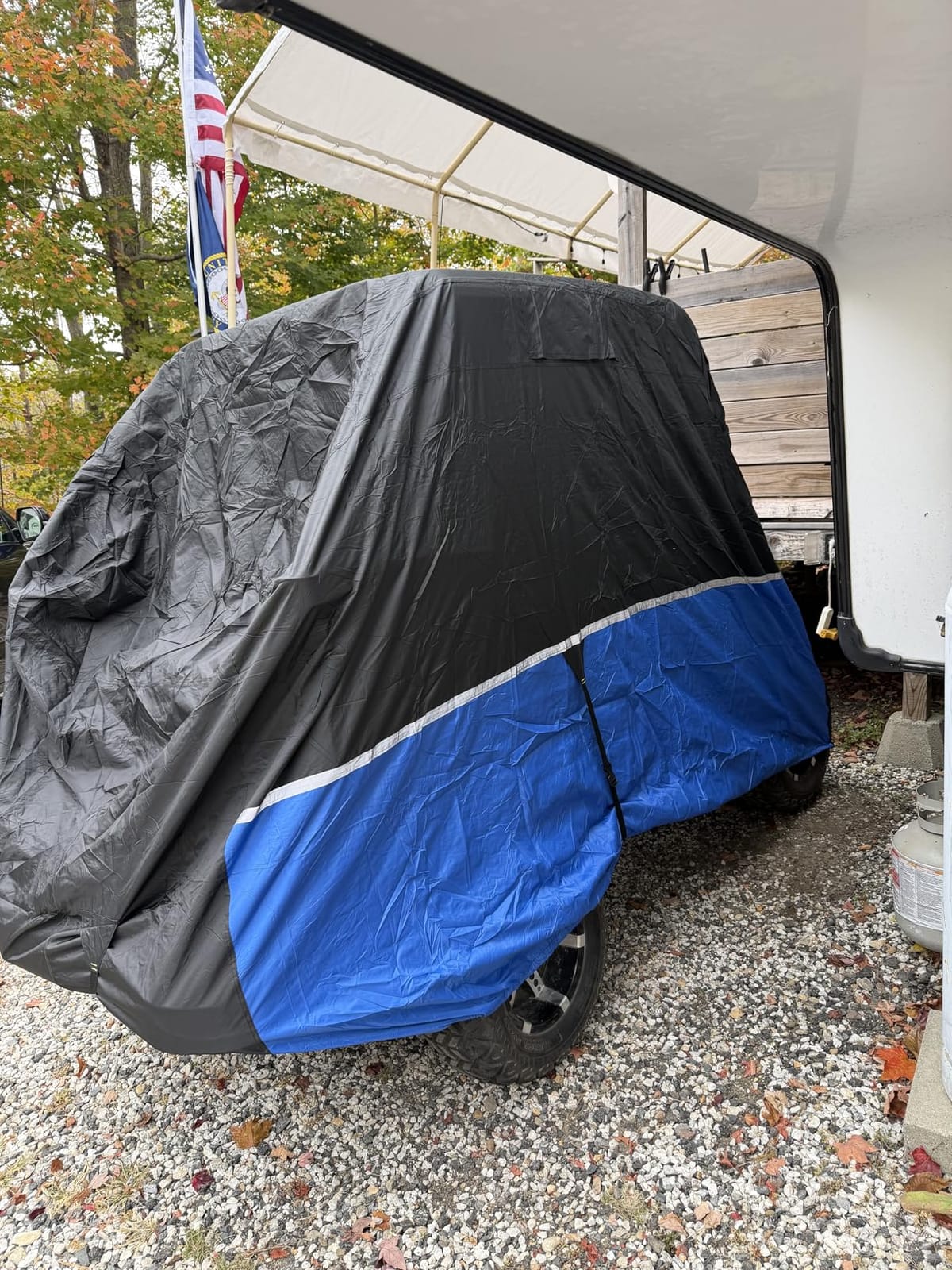 2/4/4+2 Passenger Golf Cart Cover Fits EZGO, Club Car, Yamaha, Heavy Duty 420D Waterproof Windproof Sunproof Outdoor All-Weather Full Cover (Black Gray-L) customer photo 2