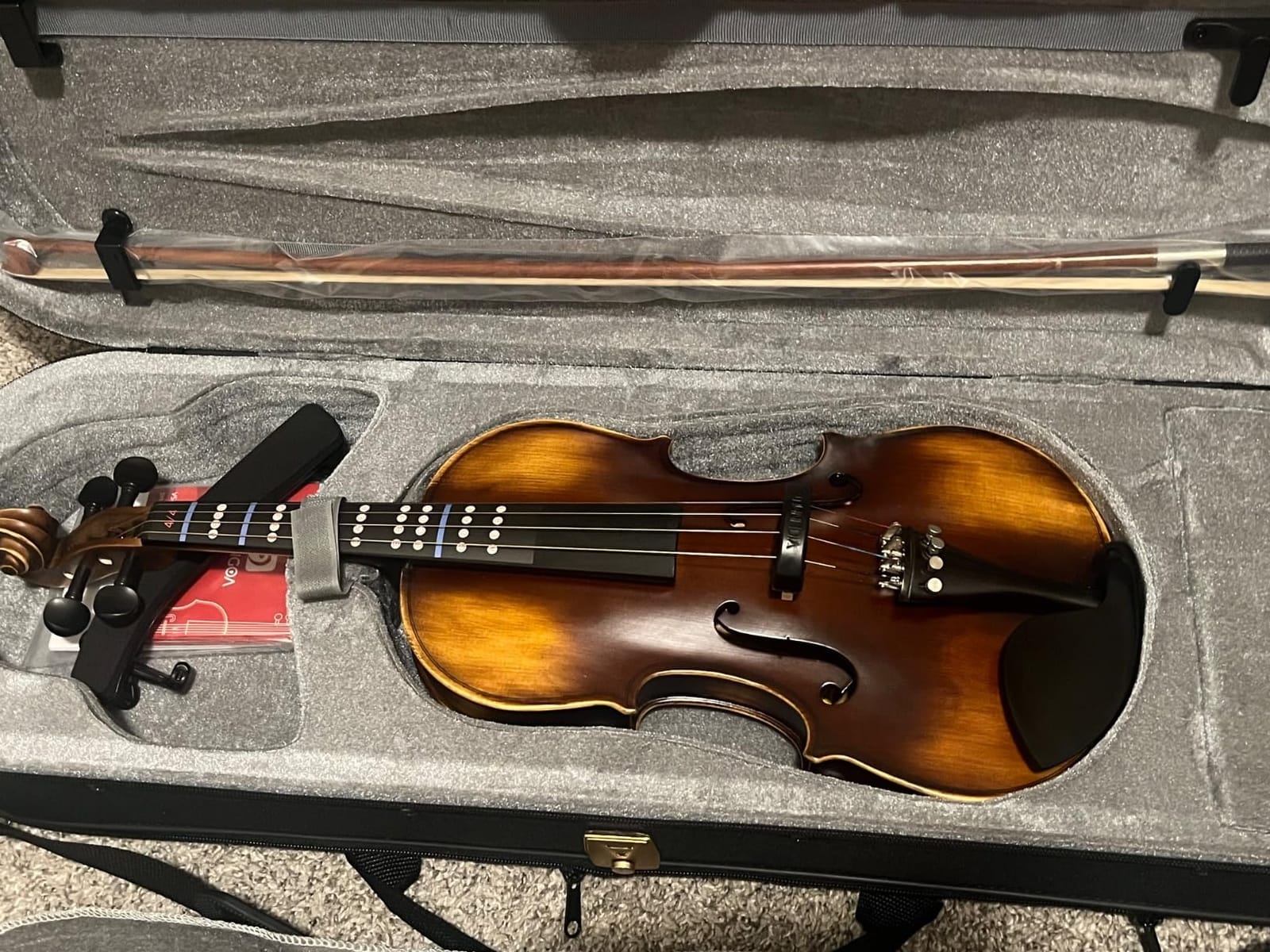 Violin 4/4 Full Size Set, Fiddle Solid Wood for Professional Intermediate Beginners Adults Teens Student Acoustic Violins Kit with Ebony Fittings, Hard Case, 2Pcs Violin Bow by Vangoa customer photo 1