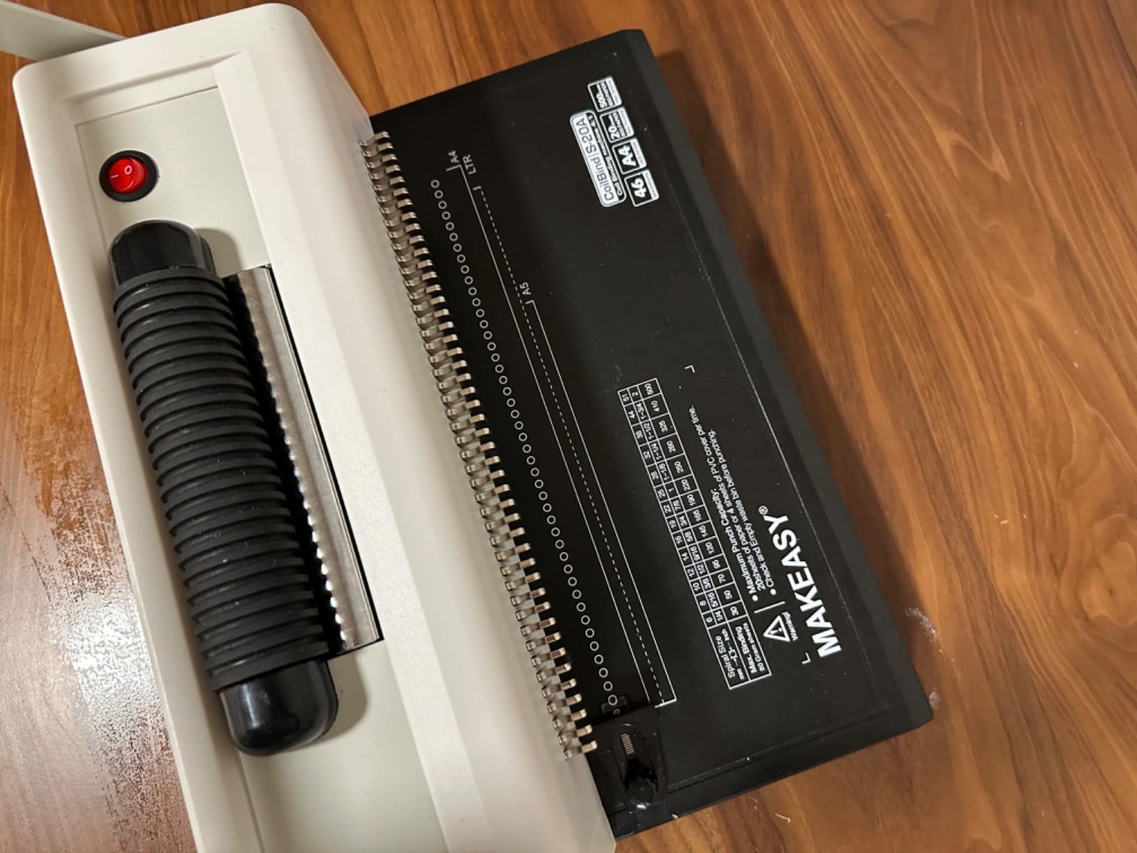 MAKEASY Spiral Coil Binding Machine with 46 Fully Disengaging Pins - 4:1 Pitch - Electric Coil Inserter - Adjustable Side Margin, 20 Sheet Punch Capacity customer photo 2