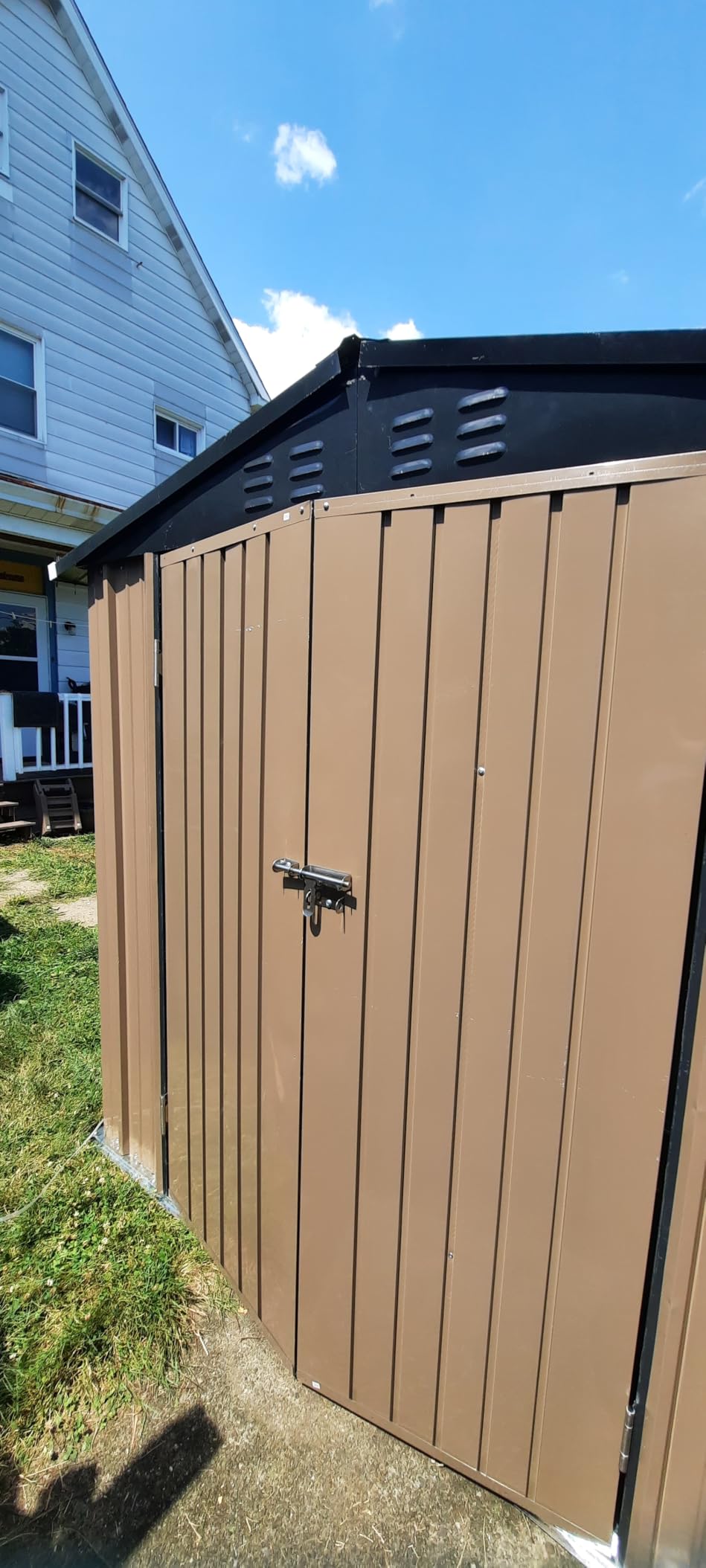 Patiowell 6x4 FT Outdoor Storage Shed, Garden Tool Storage Shed | with Sloping Roof and Double Lockable Door, Outdoor Shed for Garden Backyard Patio Lawn, Brown customer photo 2