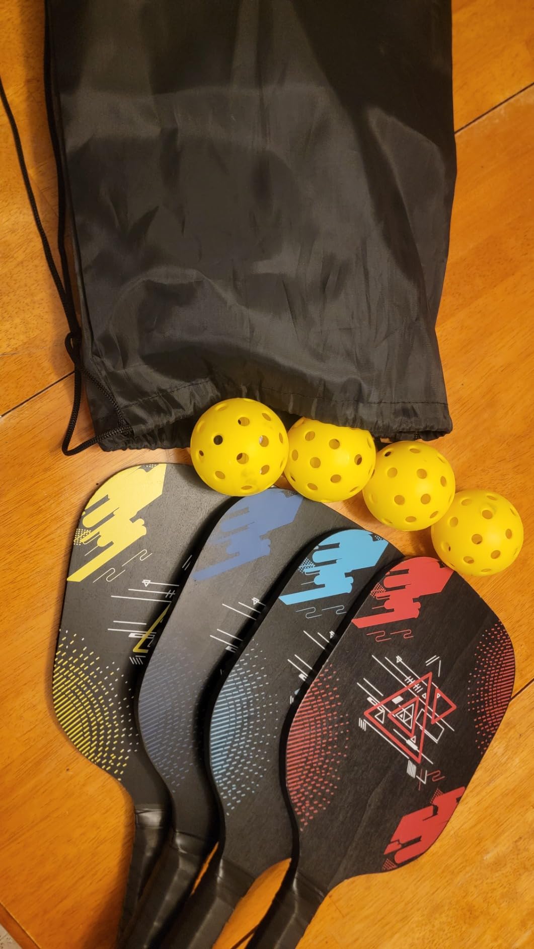 Pickleball Paddles Set of 4, Wood Pickleball Set with Comfort Grip | 4 Cooling Towels, 4 Pickleball Balls & Carry Bag. Cushion Grip Wood Paddle Set for Men, Women, Beginners customer photo 1