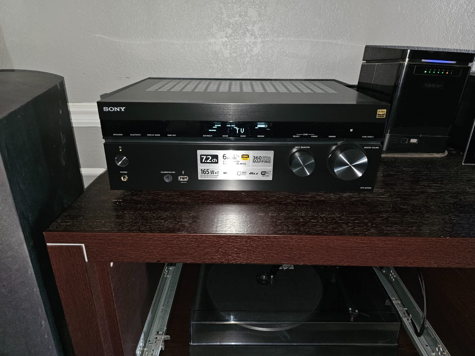Sony STR-AN1000 7.2 CH Surround Sound Home Theater 8K A/V Receiver: Dolby Atmos, DTS:X, Digital Cinema Auto Calibration IX, Bluetooth, WiFi, Google Chromecast, Spotify connect, Apple AirPlay, HDMI 2.1 customer photo 1