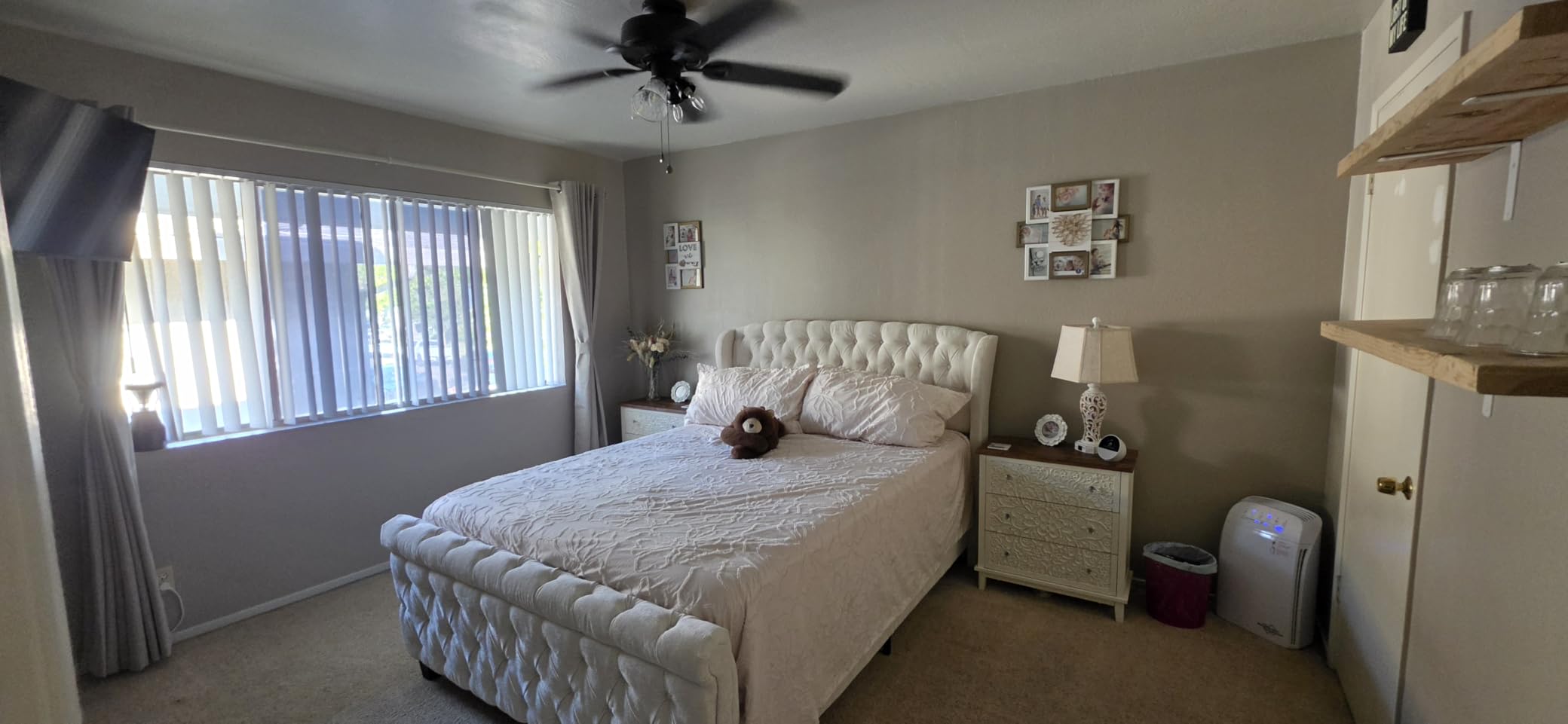 AMERLIFE King Size Upholstered Sleigh Platform Bed Frame with Headboard, Deep Button Tufted, Cream Chenille customer photo 2