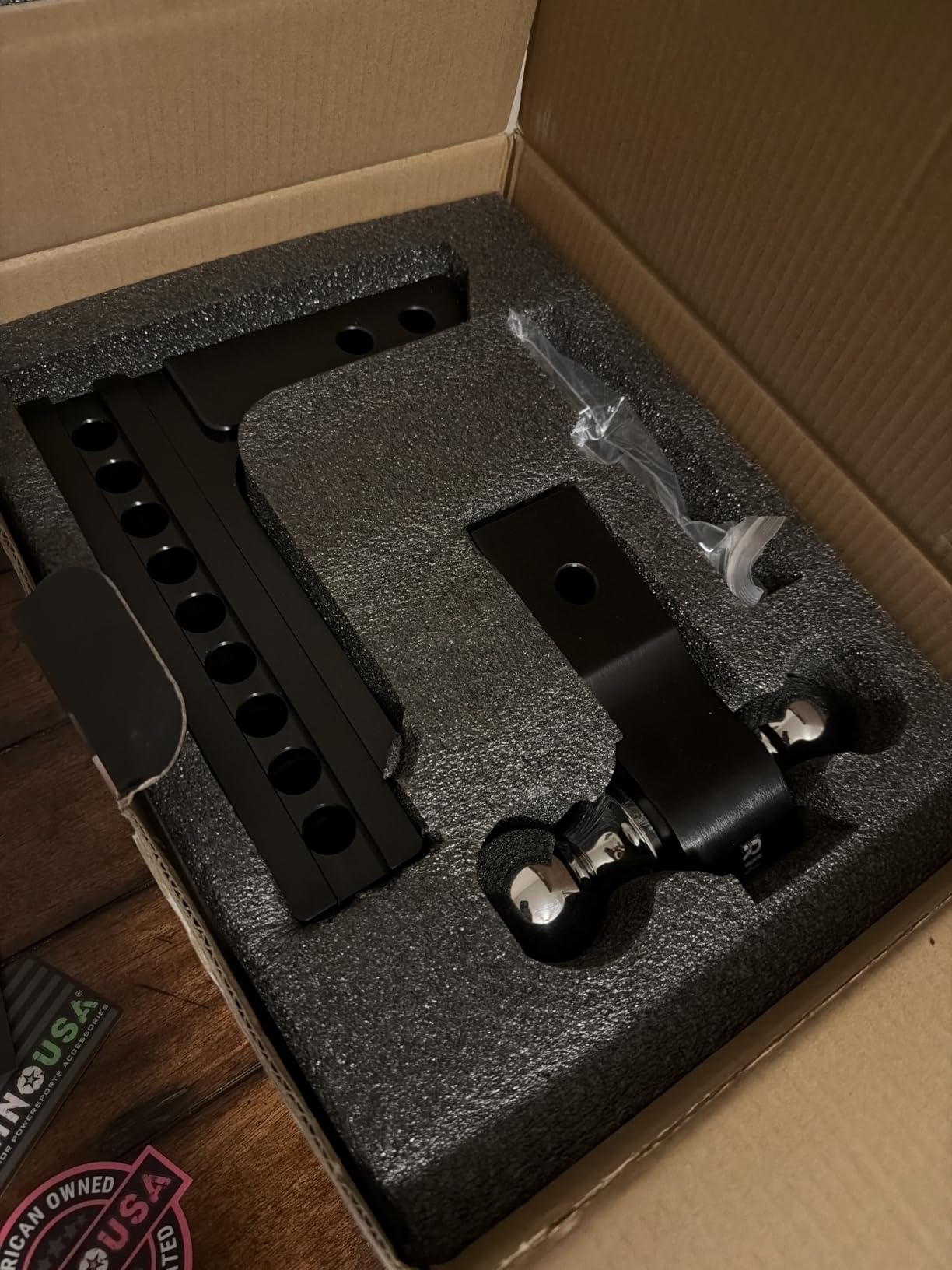 Rhino USA Adjustable Trailer Hitch (2in Receiver) - 6in Drop/Rise | 12,500lbs GTW, Heavy Duty Aluminum. Weatherproof Double Anti-Theft Locking Hitch Pins Included for Towing. Silver customer photo 1