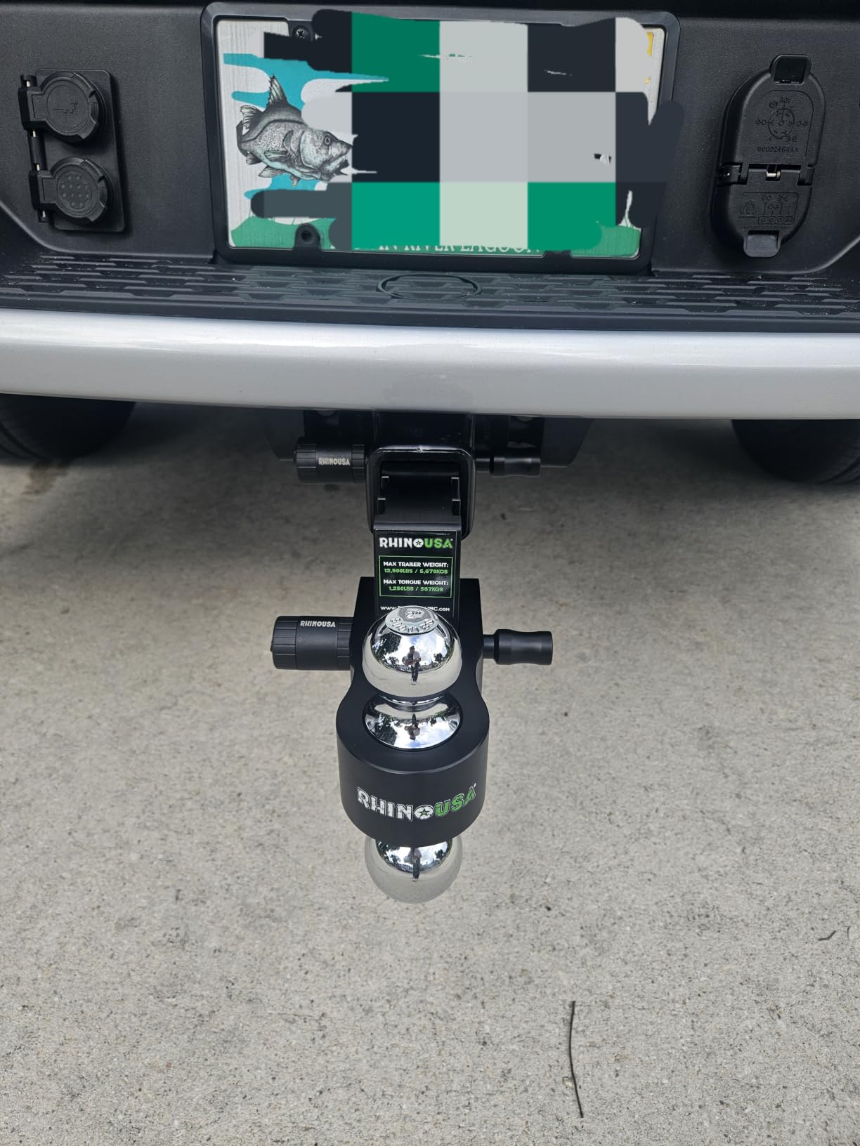 Rhino USA Adjustable Trailer Hitch (2in Receiver) - 6in Drop/Rise | 12,500lbs GTW, Heavy Duty Aluminum. Weatherproof Double Anti-Theft Locking Hitch Pins Included for Towing. Silver customer photo 2