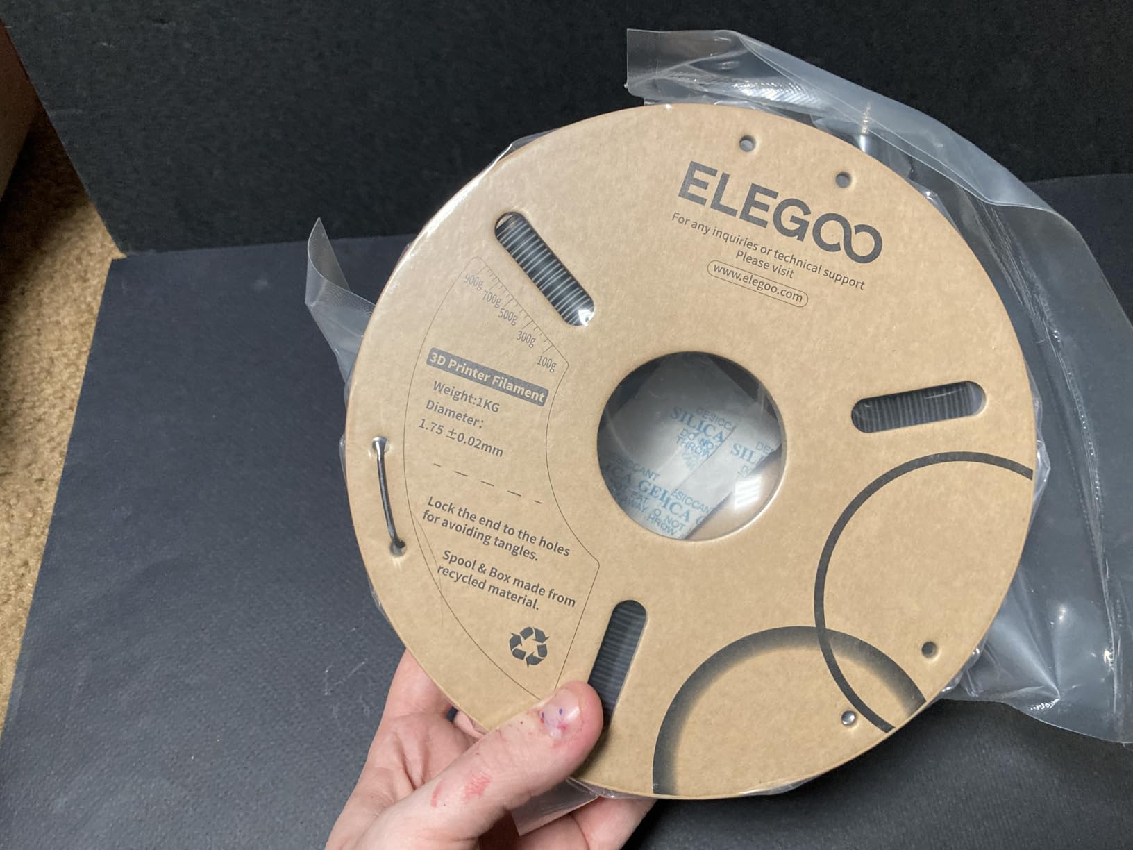 ELEGOO PLA Filament 1.75mm Black 4KG, 3D Printer Filament Bulk Dimensional Accuracy +/- 0.02mm, 4 Pack 1kg Cardboard Spool customer photo 2