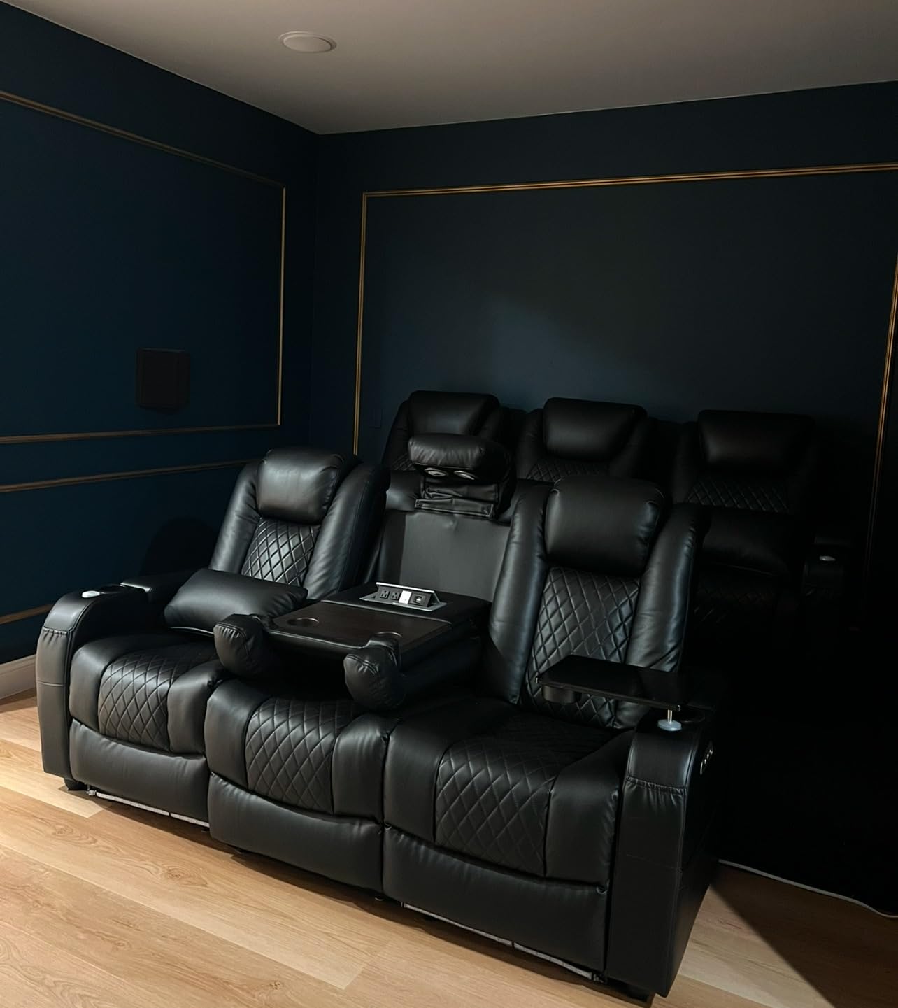 Airadlis Dual Power Home Theater Seating with 7-Color LED, Black, Row of 3 | Zero gravity recliner sofa, USB and Type-C charging, swivel tray and cup holder, lumbar pillow, 4-inch wall clearance customer photo 1