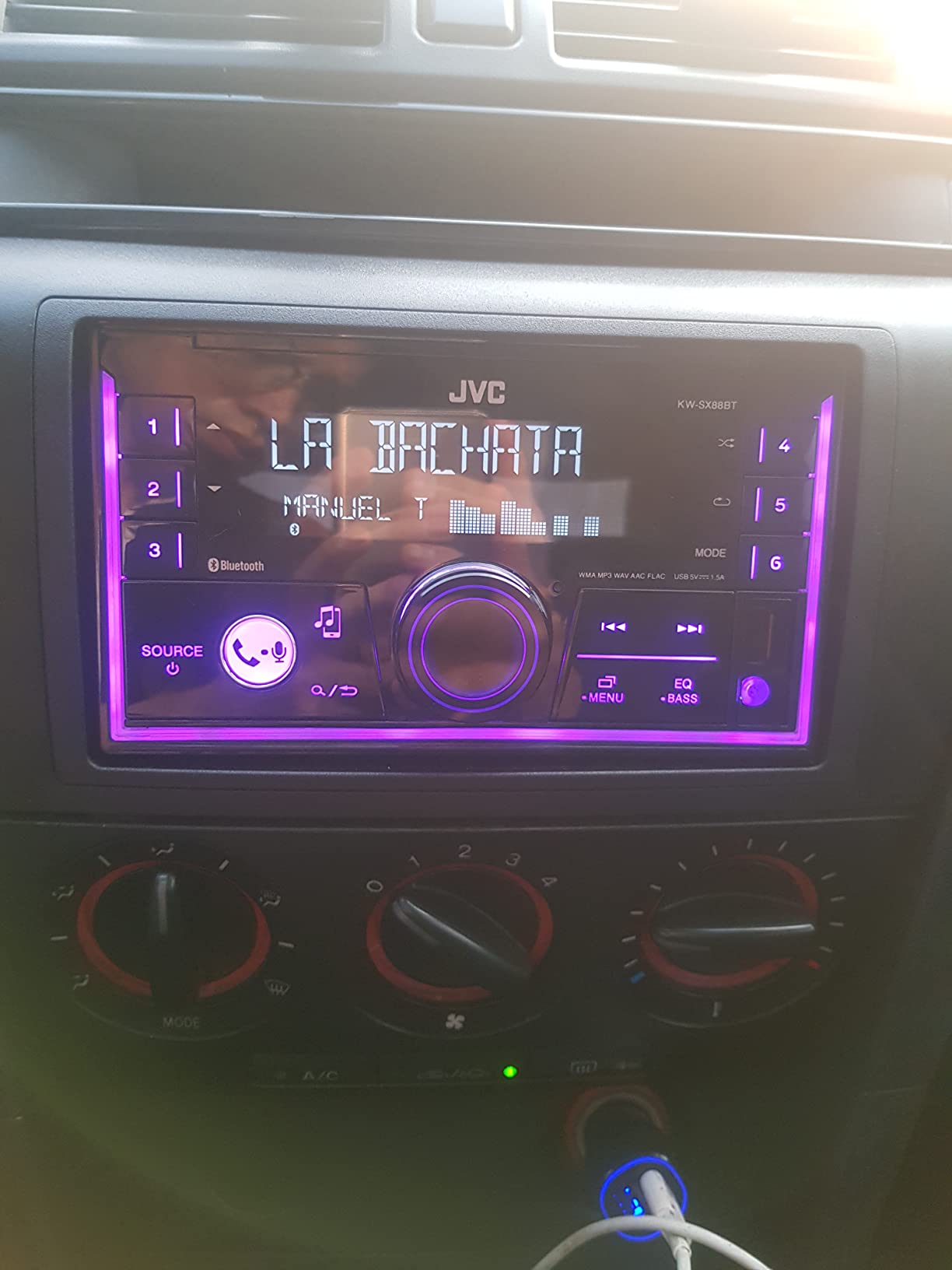 JVC KW-SX88BT Bluetooth Double DIN Car Stereo, 200W Digital Stereo Receiver, AM/FM Radio, Dual Phone Connection, 13-Band EQ, 1.5A USB & AUX Inputs, Custom Color Illumination, Shallow Chassis customer photo 1