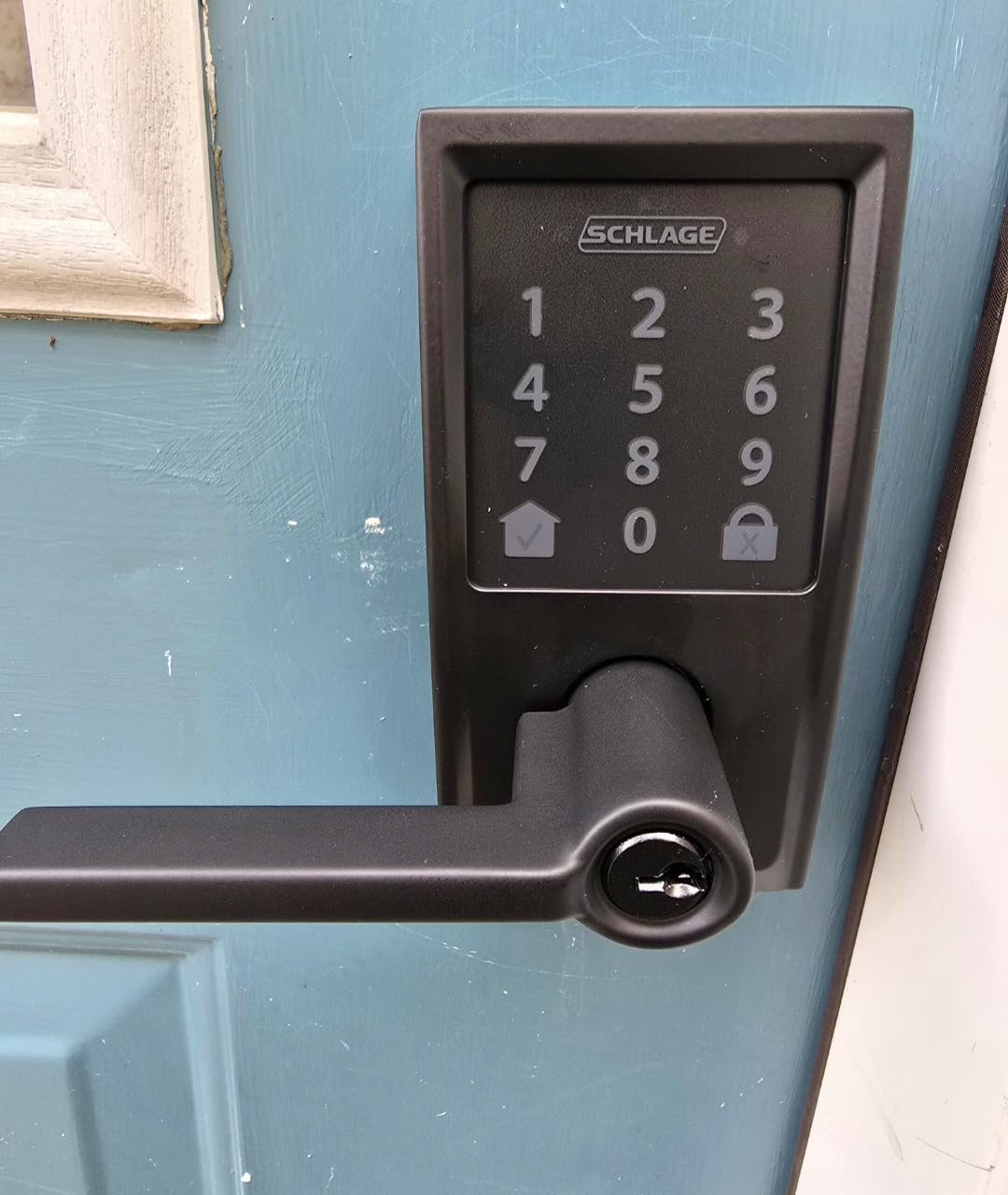 Schlage Encode Smart WiFi Lock, Lever Handle, Century Trim, Matte Black | Keyless door lock with handle, Touchscreen keypad, App control, Alexa, Google, Ring & Airbnb compatible, Certified security customer photo 1