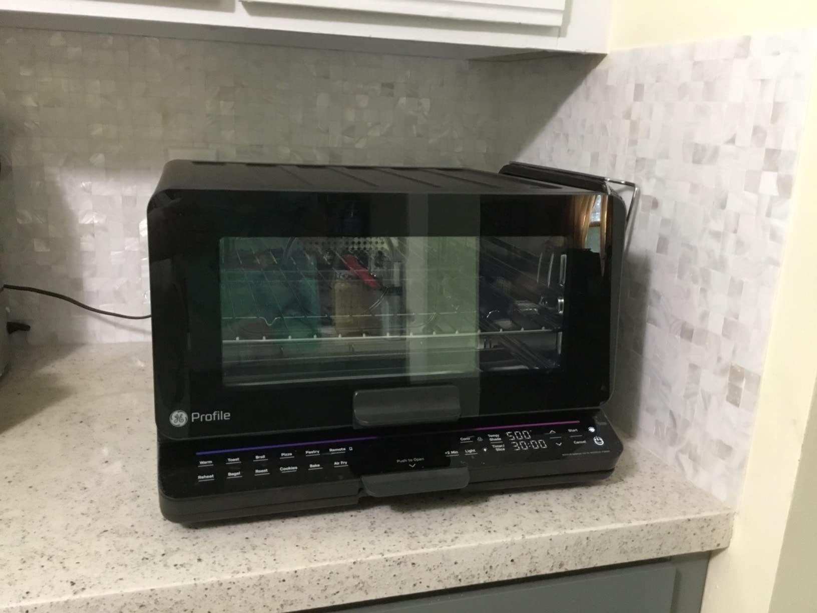 GE Profile Smart Oven with No Preheat, 11-in-1 Countertop Oven including Air Fry, Warm, Toast, Broil, Roast, Pastry, Reheat, and more, WiFi and Smart Connected, Black customer photo 1