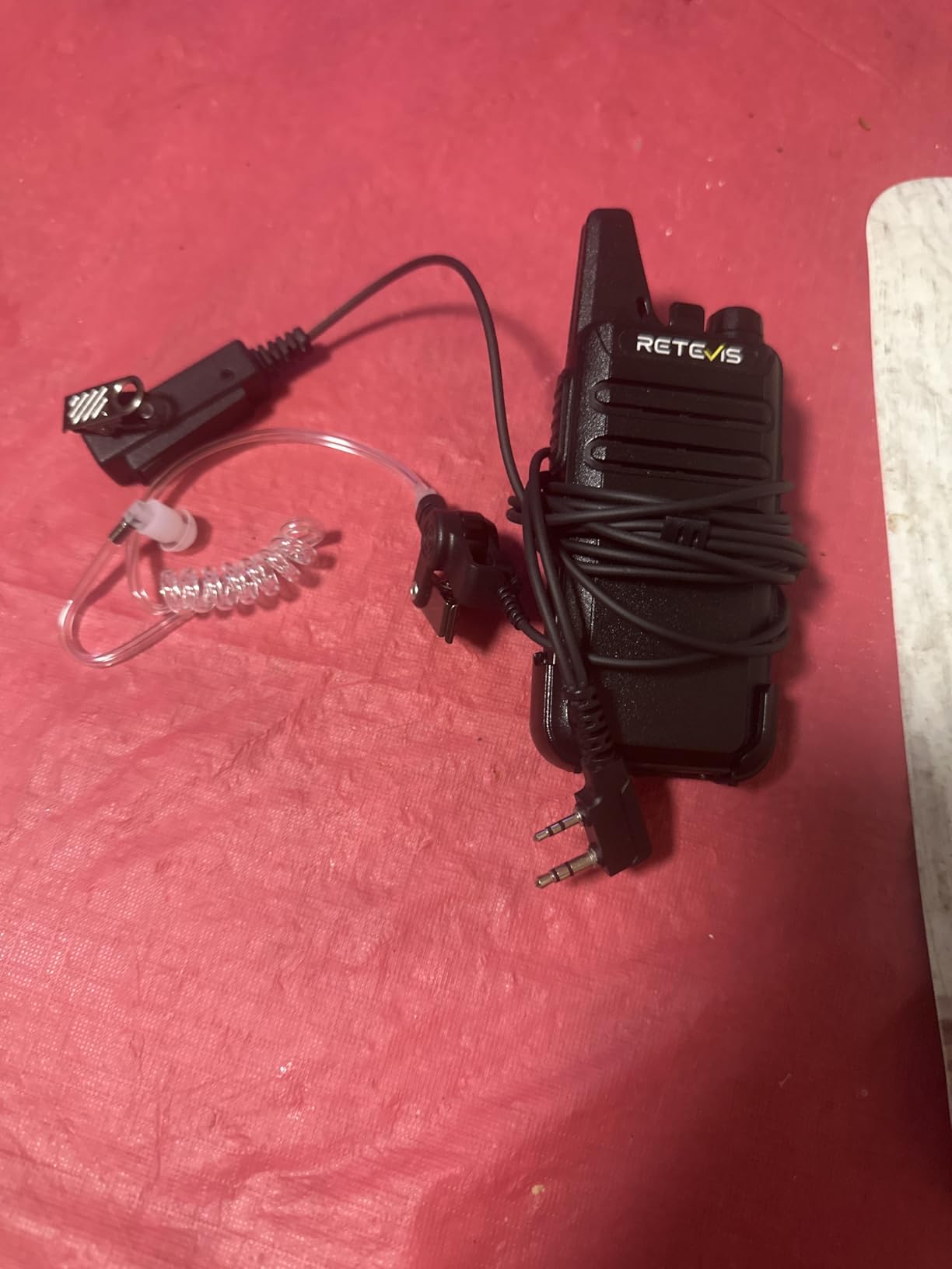 Two Way Radio Headset Compatible with Baofeng, Kenwood 2 Pin Walkie Talkie Surveillance Earpiece with Mic PTT, Acoustic Tube customer photo 1