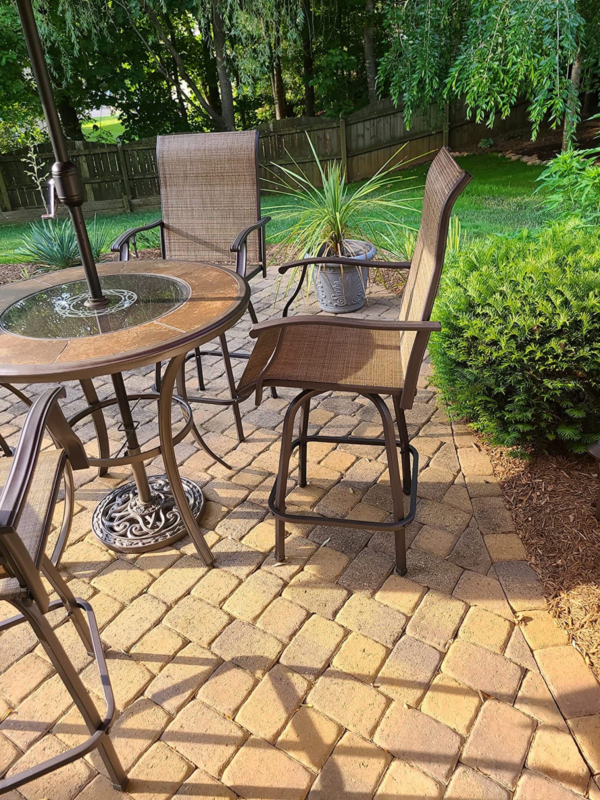Outdoor Swivel Bar Stools Patio High Bistro Stool Height Chairs All Weather Furniture Bar Dining Chair,Set of 2 customer photo 1