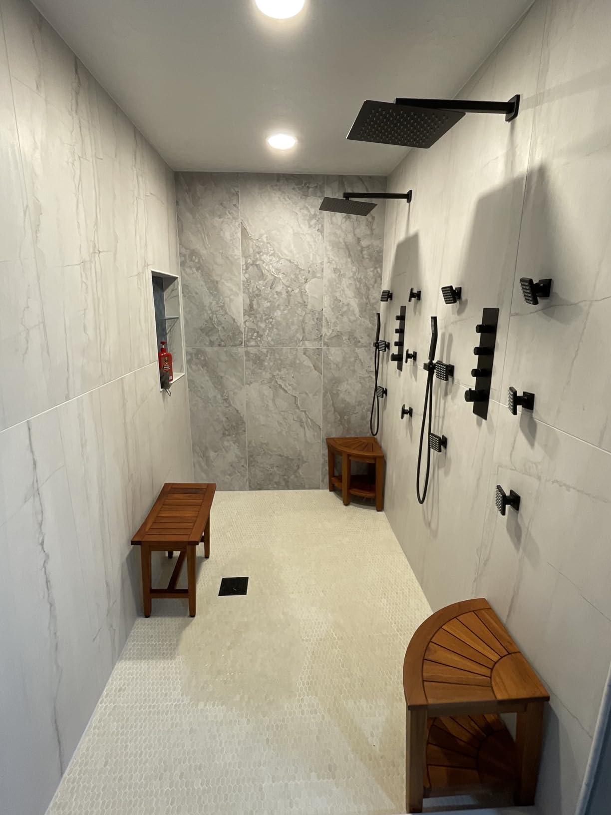 Shower Jets System, 16 inch Ceiling Rainfall Shower System with Spray Jets (Can All Run Together) Thermostatic Shower System with Handheld Shower Head and 6 Body Spray Jets - Brushed Nickel customer photo 2