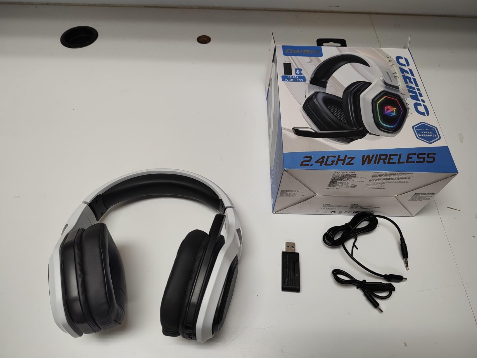 Ozeino Wireless Gaming Headset for PS5, PC, Switch | Lossless Audio-40H Batt | Play & Charge, 2.4GHz USB & Type-C, Flip Mic, Works with PS4, Mac, laptop, mobile, Ideal for FPS, RPG customer photo 1