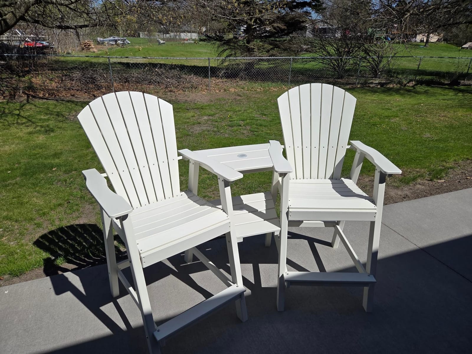 FOOWIN Tall Adirondack Chairs Set of 2 with Double Connecting Trays | All Weather HDPE Bar Height Adirondack Chair Heavy-Duty Adirondack Barstools for Balcony, Deck, Backyard, Patio Grey customer photo 2