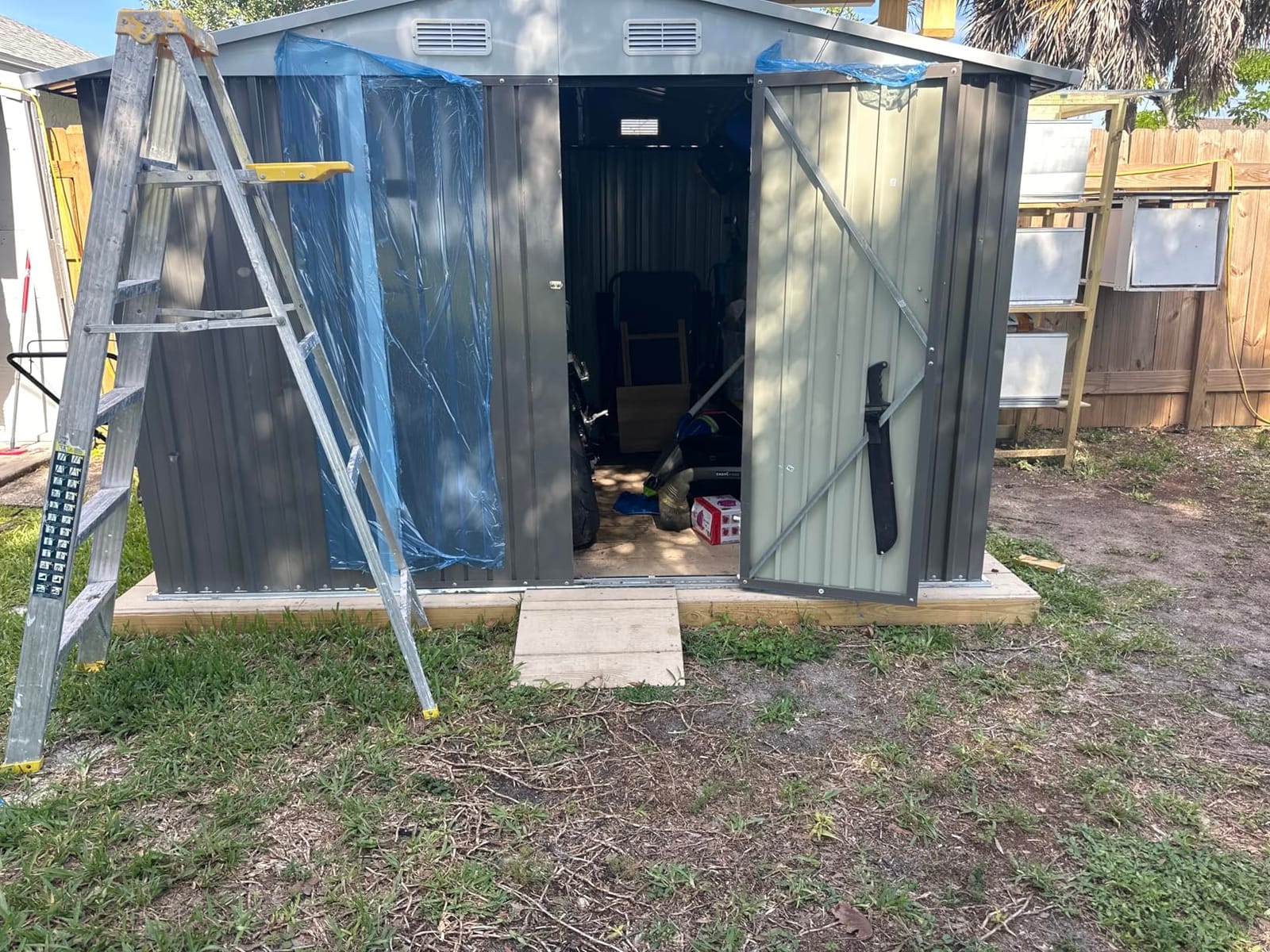Patiowell Outdoor Storage Shed, 10 x 8 FT, Grey | Large Garden Tool Metal Shed, Sloping Roof, Double Lockable Door, For Backyard Garden Patio Lawn customer photo 1