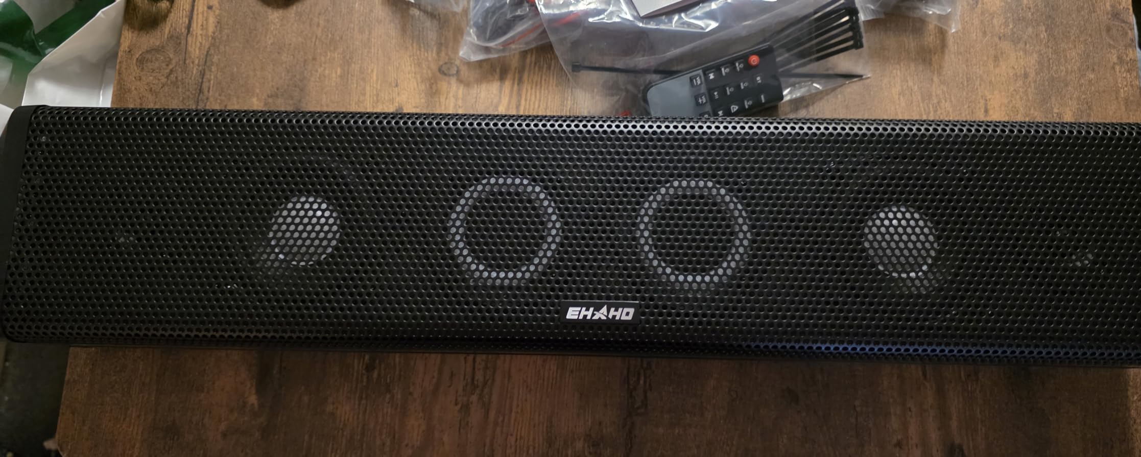 Ehaho 25 Inch 6-Speaker UTV Sound Bar with Bluetooth, RGB, IP66 Waterproof | 500W Peak Power, Music-Sync RGB, USB/AUX, Detachable Cable, Fits 1