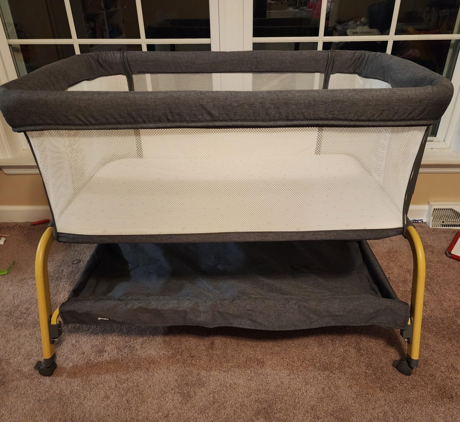 Jimglo 3-in-1 Baby Bassinet, Bedside Sleeper & Rocking Bassinet, Full Mesh | Anti-Reflux Comfort, 6 Height Adjustments, Sturdy Wide Base, with Comfy Mattress, Waterproof Sheet & Wheels for Newborns customer photo 1