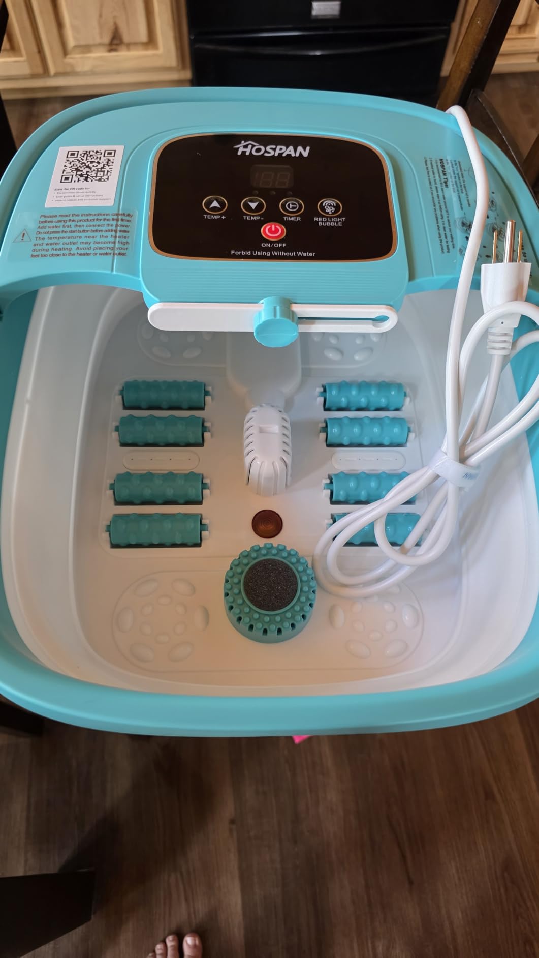 HOSPAN Collapsible Foot Spa, Foot Bath Massager with Heat, Bubble & Massage | 8 Shiatsu Rollers, 95°F-118°F Temp Control, Red Light, Handle, Space-Saving Collapsible Design, for Stress Relief customer photo 2