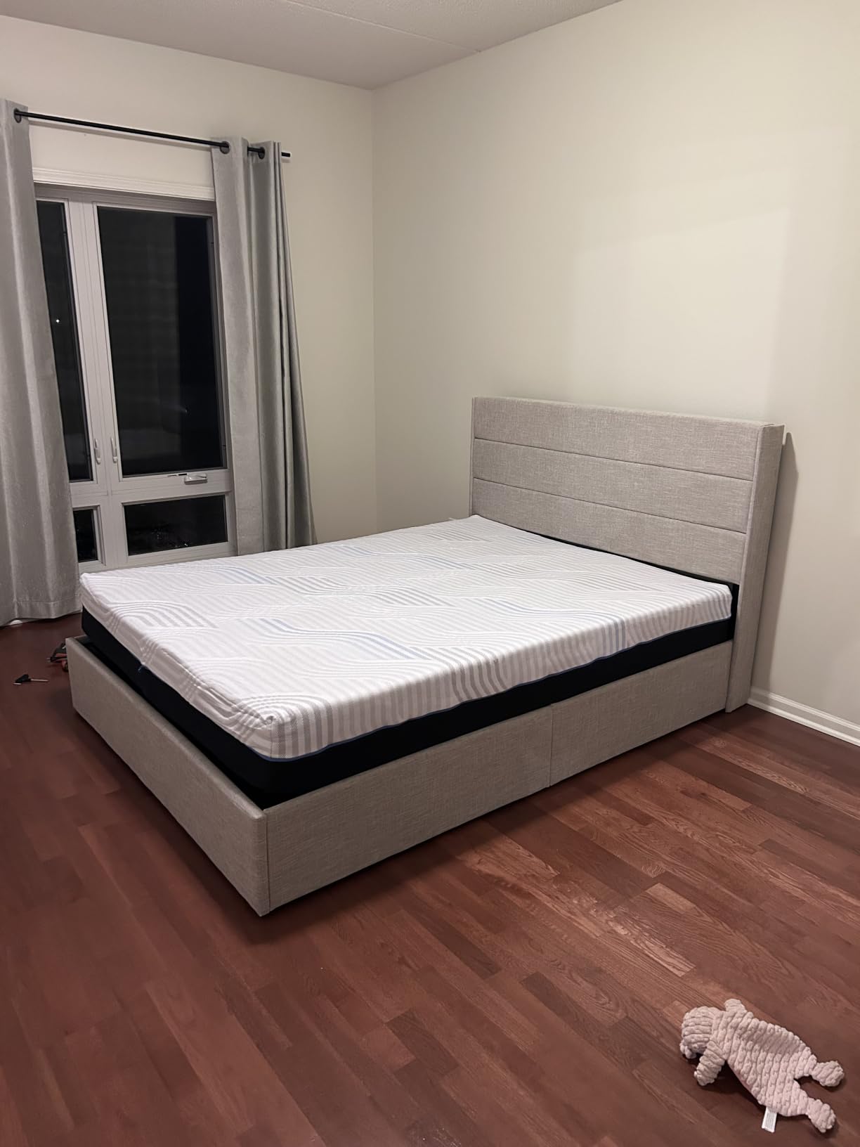 Allewie Queen Size Lift Up Hydraulic Storage Bed Frame Light Beige, Modern Wingback Headboard customer photo 1