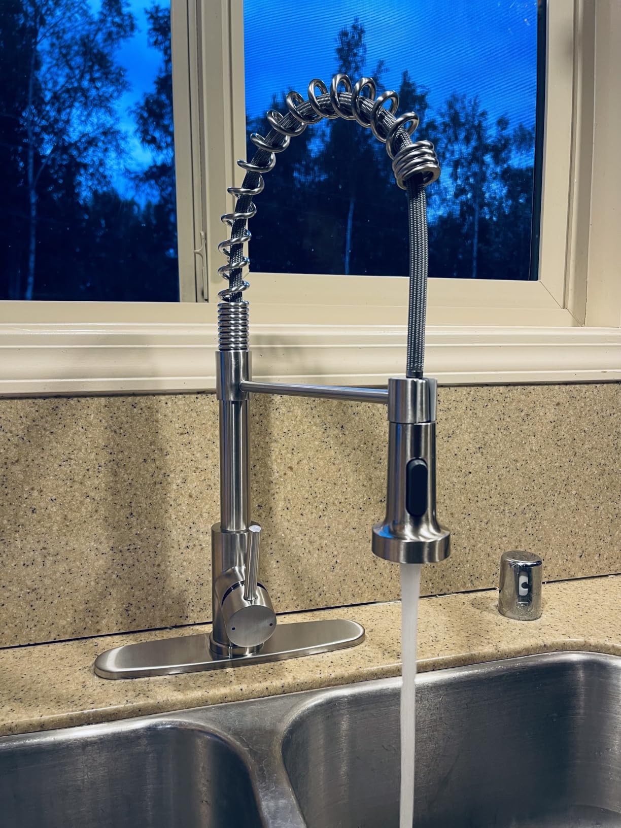 OWOFAN Touchless Pull Down Kitchen Faucet LED Light Brushed Nickel | Temperature LED Light, Single Handle Kitchen Sink Faucet, Motion Sensor, Smart Hands-Free, Lead-Free Stainless Steel customer photo 2