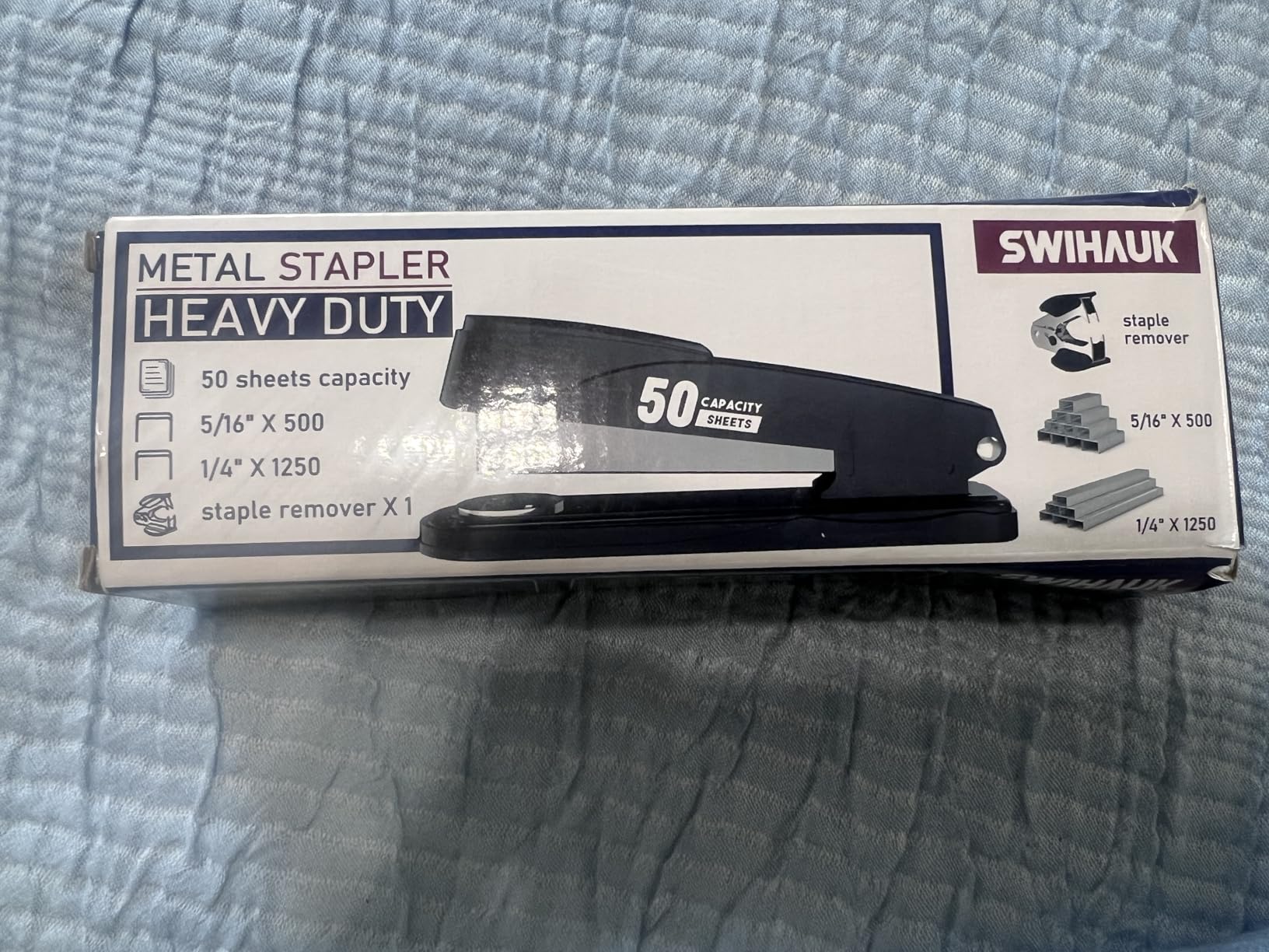 Metal Stapler Heavy Duty 50 Sheet Capacity with 1750 Staples and Staple Remover, Full Strip Staplers for Desk, No Jam, Non-Slip for Office & Classroom, Black customer photo 1