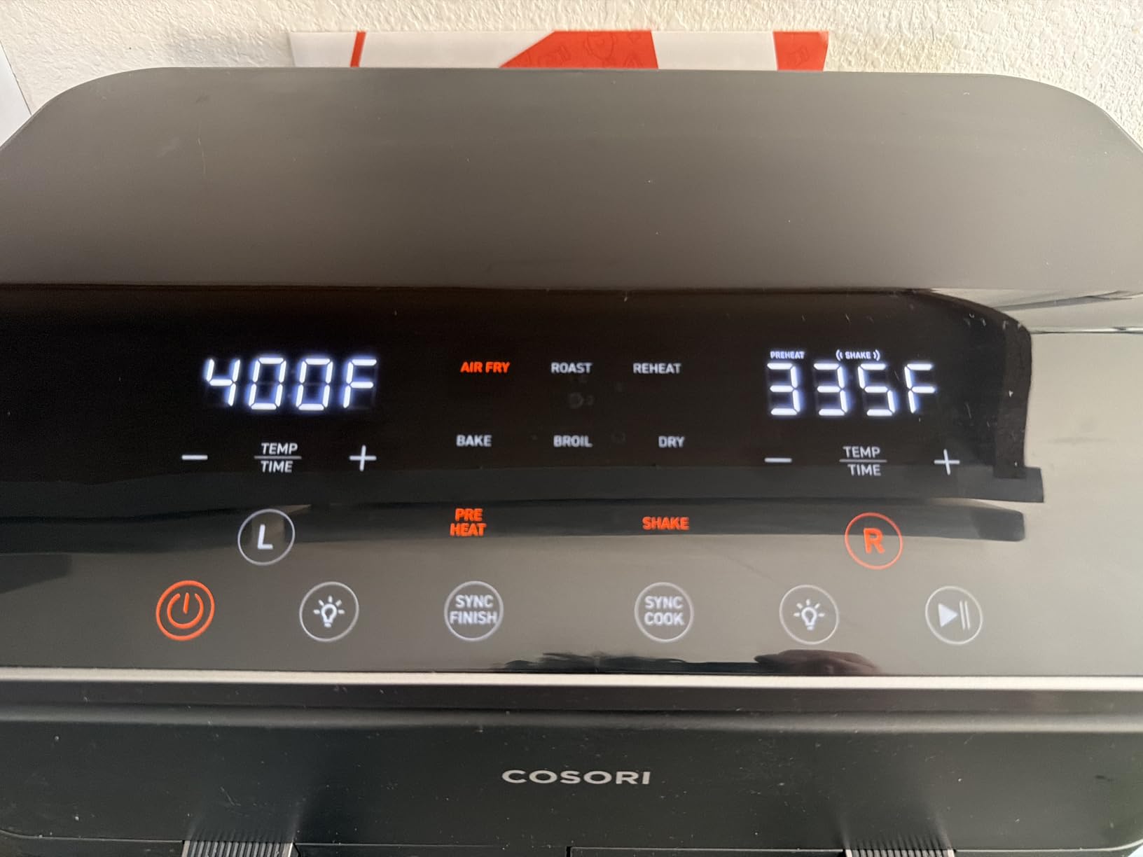 Cosori Dual Air Fryer, 9QT, 10-in-1, Sync Cook & Finish, Max 450F, Dual 4.5QT Baskets, Independent Cooking, Touch Control, 95-450F, 85% less oil, 130+ Nutritional Recipes, Dishwasher-Safe customer photo 2