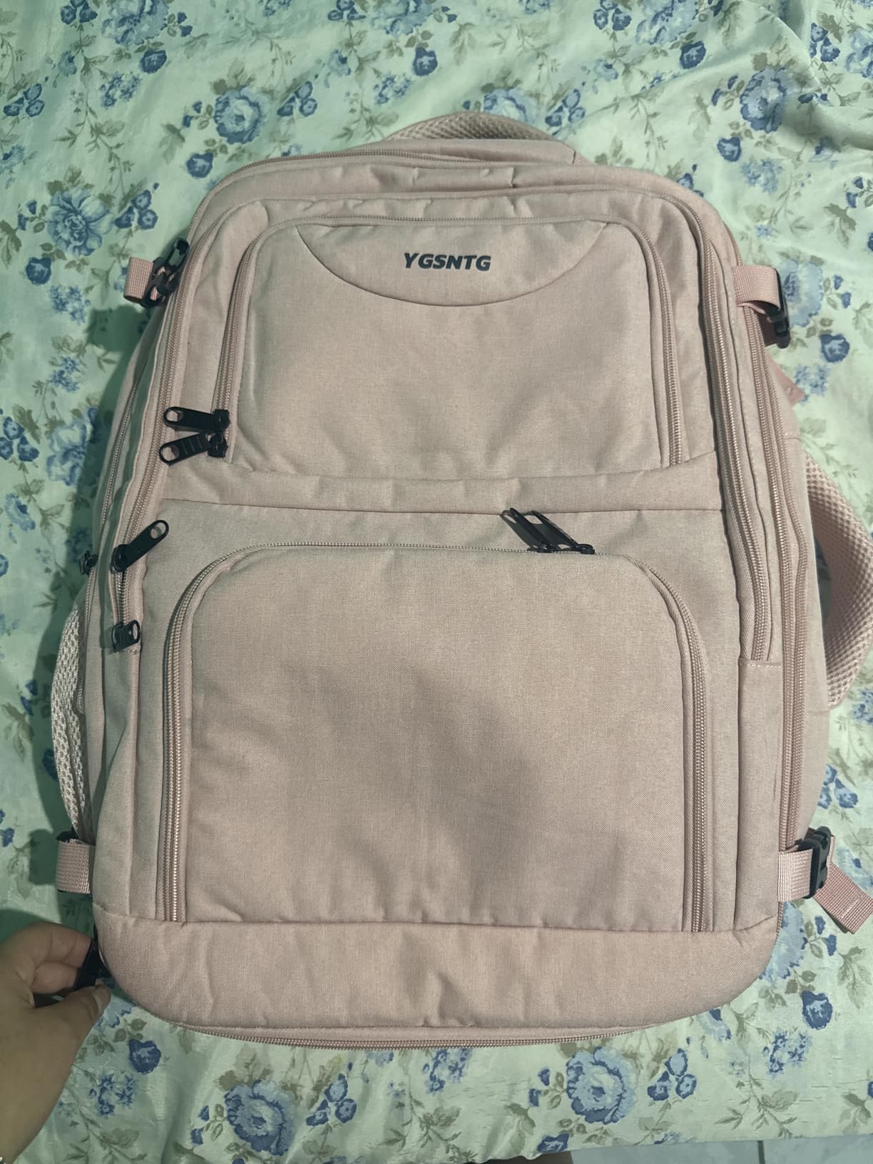 Travel Backpack for Women, 52L Carry On Backpack, Extra Large Expandable Travel Bag, 18.4 Inch TSA Flight Approved Luggage Personal Item Size with, Teacher Business Daypack, Pink customer photo 1