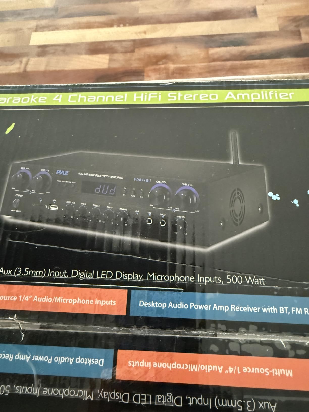 Pyle Home Stereo Receiver with Bluetooth - 4 Channel Amplifier, 800 Watt Max, USB-A Input w MP3 Player, Easy Karaoke Setup with Mic Vol, Reverb and Delay, RCA in/Out, SD Card, FM Radio - PDA77BU customer photo 1