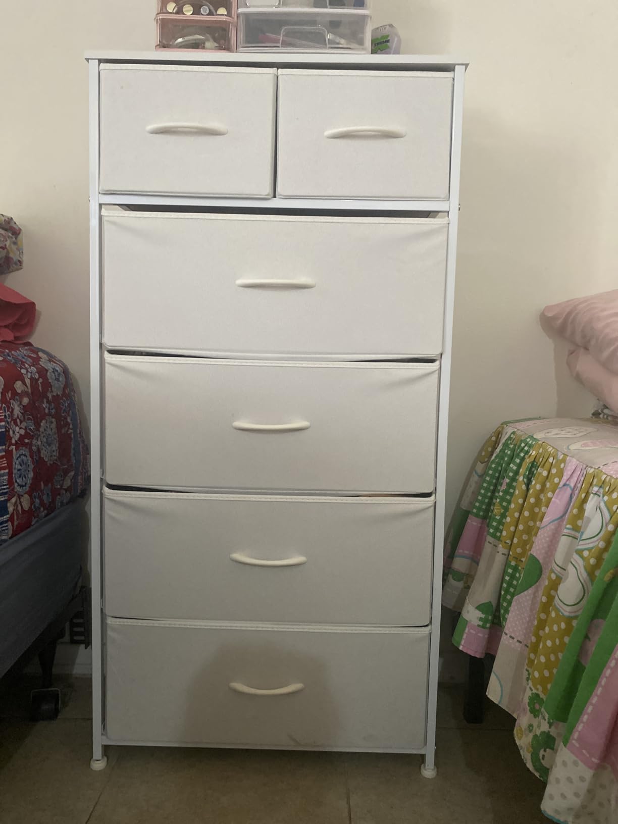 Tall Dresser for Bedroom, 6 Drawers Vertical Fabric Dresser (White) | Sturdy Steel Frame, Wooden Top, Fabric Bins, Wood Handles - Organizer Unit for Entryway, Hallway, Living Room customer photo 1