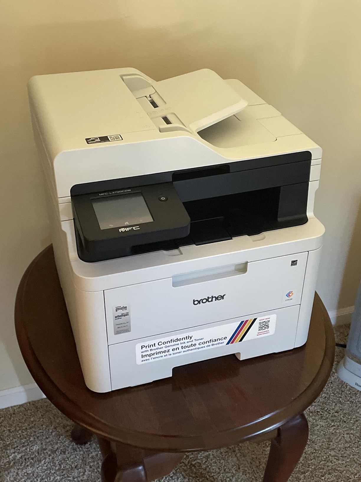 Brother MFC-L3720CDW Wireless Color Laser All-in-One Printer with Scanner, Copier and Fax, Auto Duplex, 250-Sheet Capacity customer photo 2
