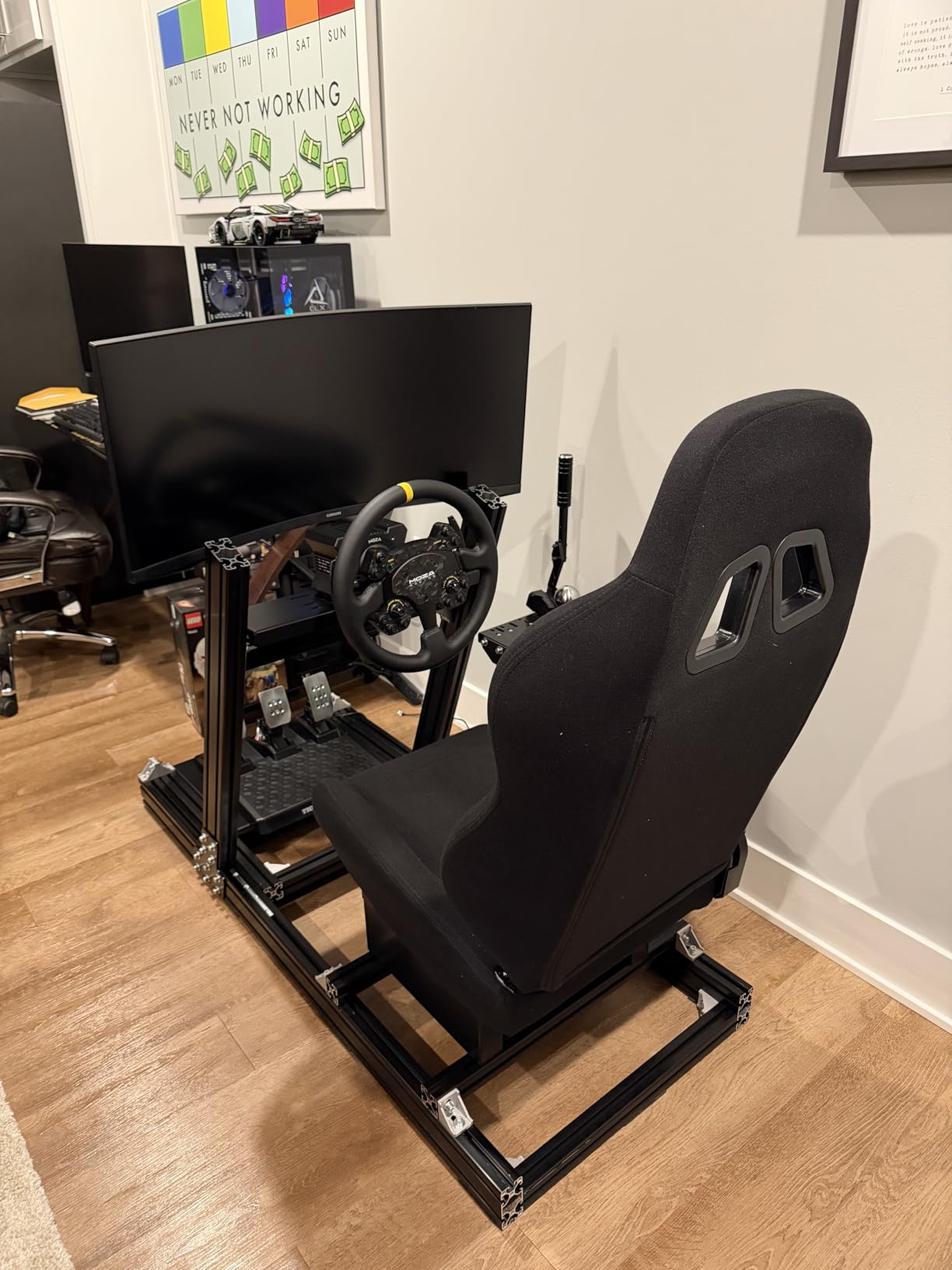 Marada 8040 Aluminum Profile Pro Racing Simulator Cockpit with Black Seat | Unlimited Adjustment, Fit for Thrustmaster/Fanatec/Logitech G29 GPro, Not Include Steering Wheel Pedals Handbrake customer photo 1