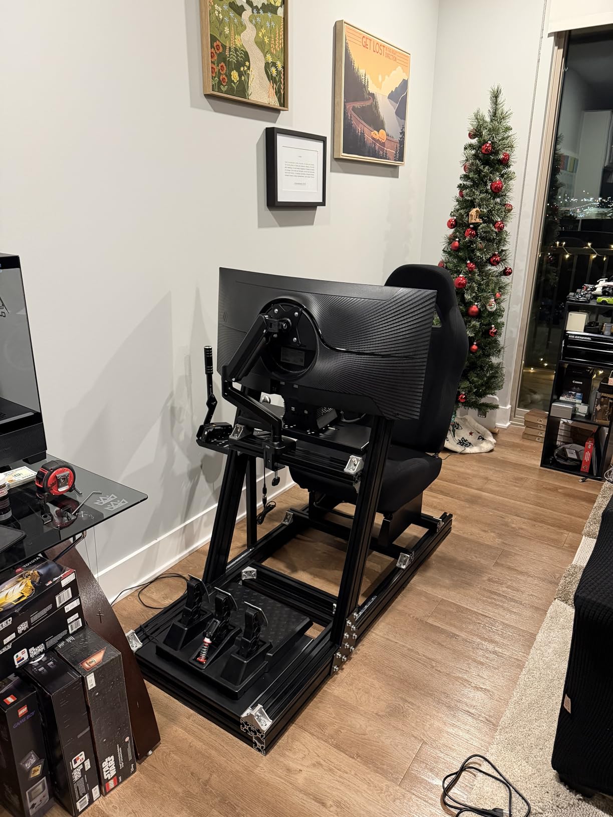 Marada 8040 Aluminum Profile Pro Racing Simulator Cockpit with Black Seat | Unlimited Adjustment, Fit for Thrustmaster/Fanatec/Logitech G29 GPro, Not Include Steering Wheel Pedals Handbrake customer photo 2