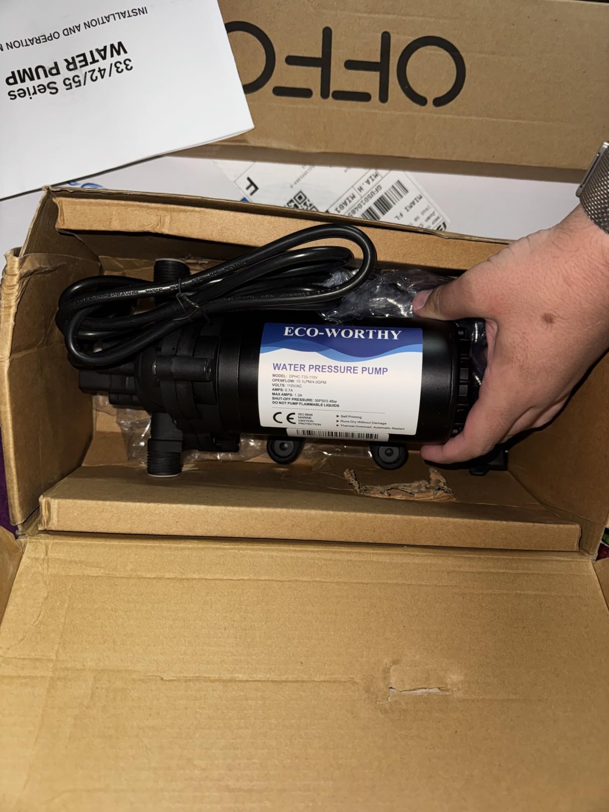 ECO-WORTHY 110V AC Fresh Transfer Diaphragm Water Pump On Demand 5.5GPM 70PSI High Pressure Water Booster Pump 110 Volt with Pressure Switch for Irrigation Garden Hose Sprinkler Home RV customer photo 1