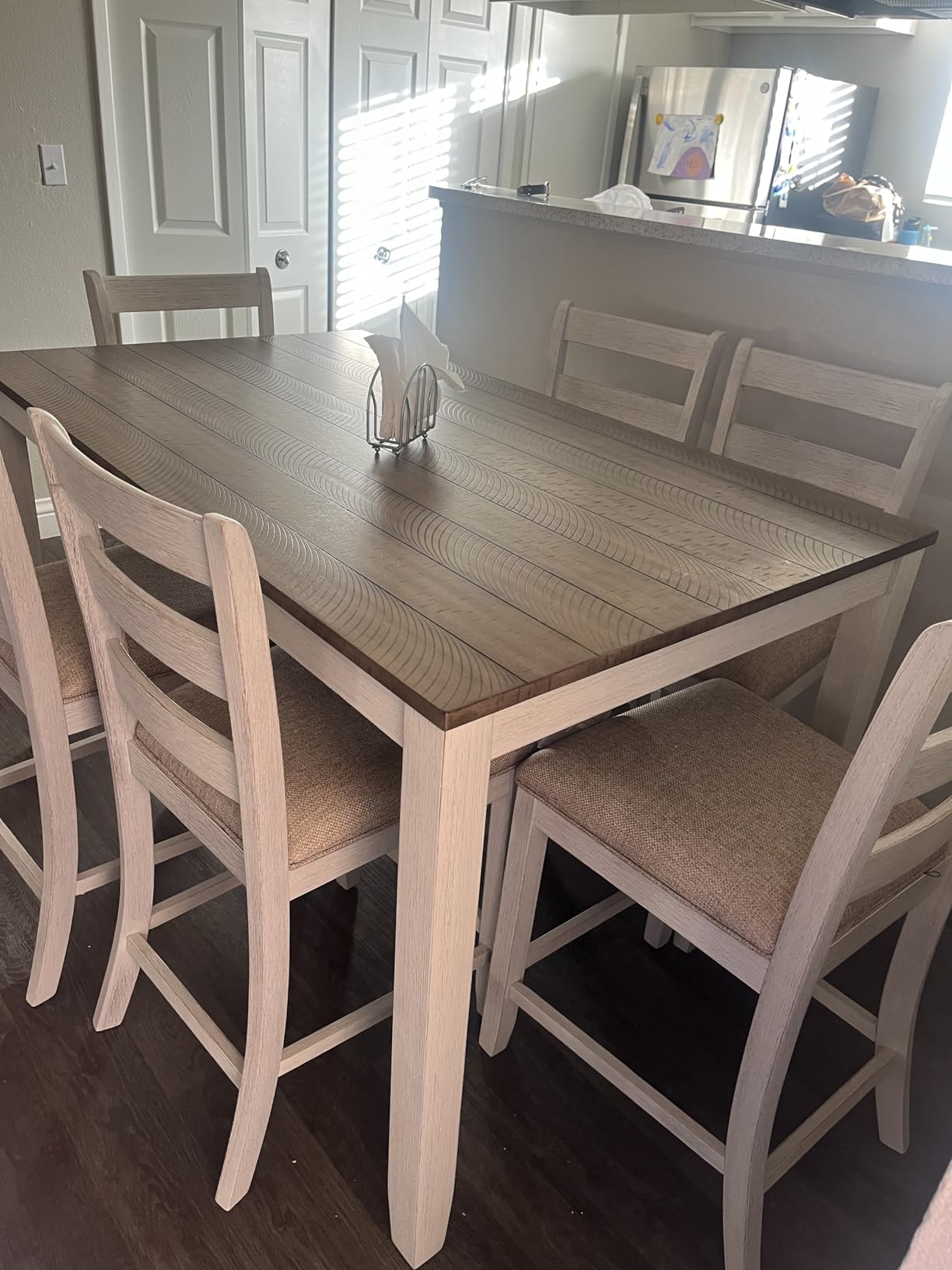 Signature Design by Ashley Caitbrook Counter Height Dining Table Set for 6, Antiqued Gray Wash customer photo 2