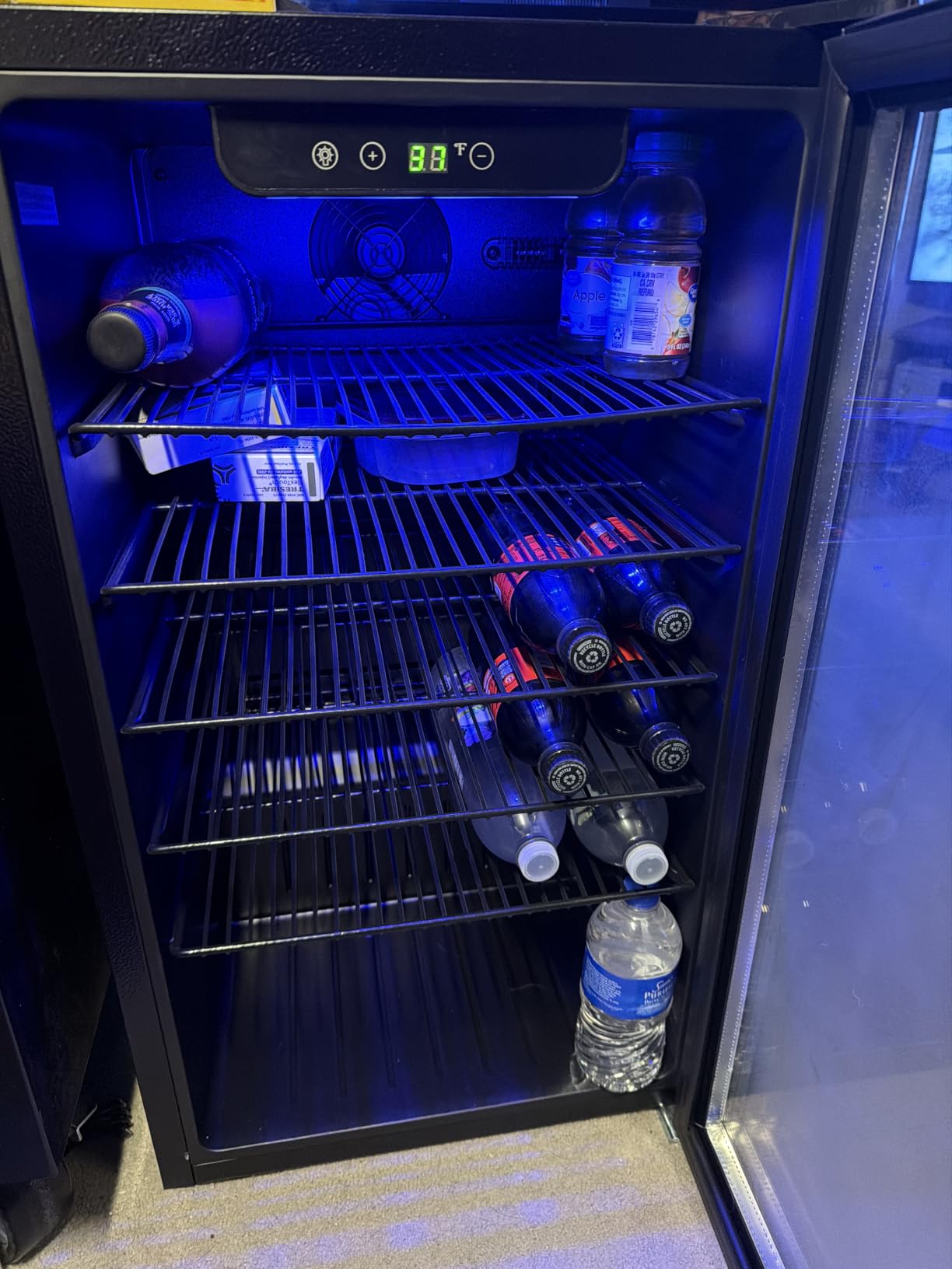 EUHOMY 48 Can Mini Fridge, 1.3 Cu.ft Beverage Refrigerator with Glass Door | 40°F to 61°F, Compressor Cooling, Digital Temperature Control, Adjustable Shelves, 38 dB, LED Light, Home Office Bar Use customer photo 1