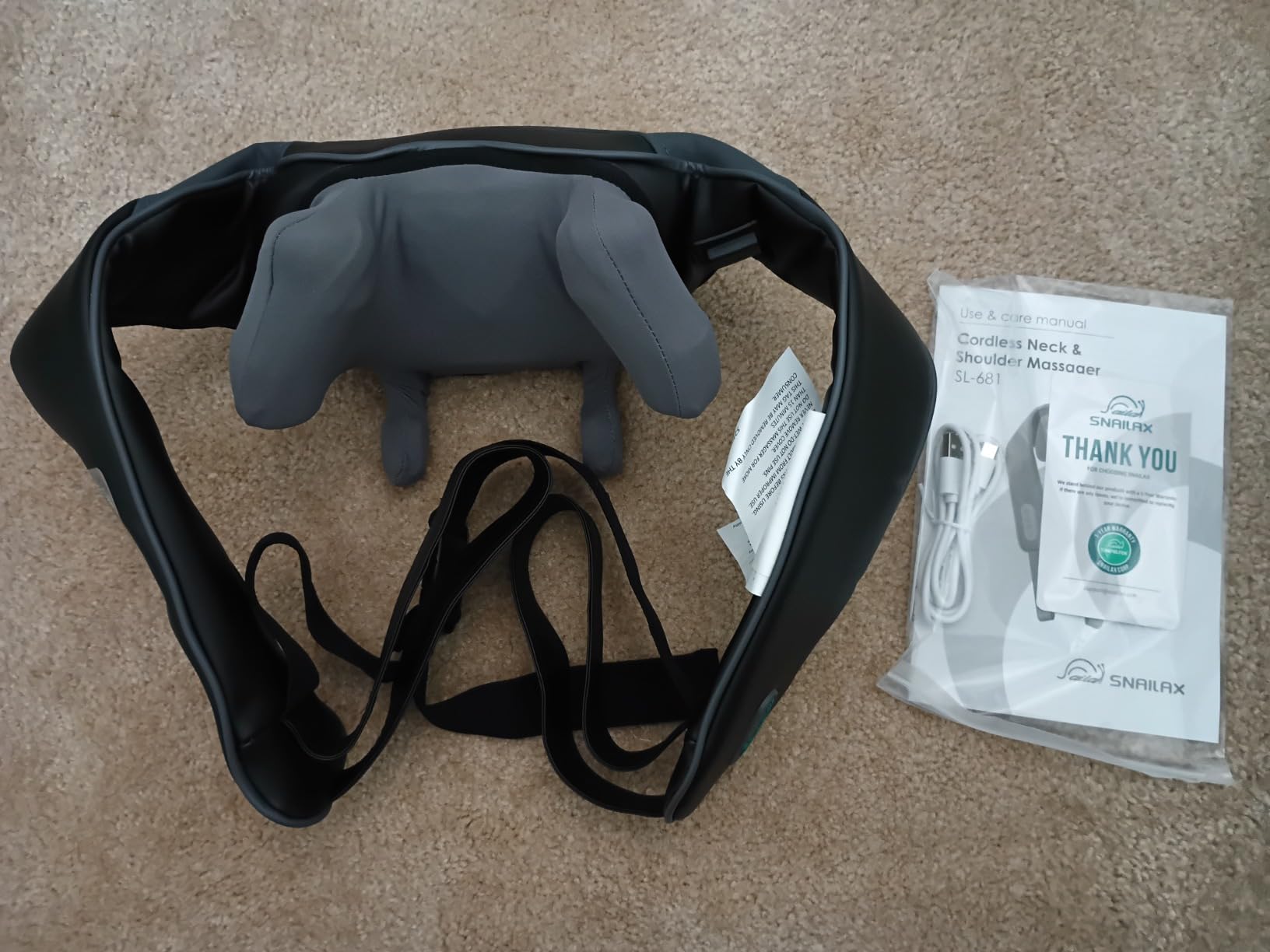 Snailax 4D Cordless Neck and Shoulder Massager with Heat and Kneading | 2 Shiatsu Modes, 3 Speeds, 2 Heat Levels, Large-Capacity Battery, 100-Min Runtime, Hands-Free Strap, Washable Sleeve customer photo 2