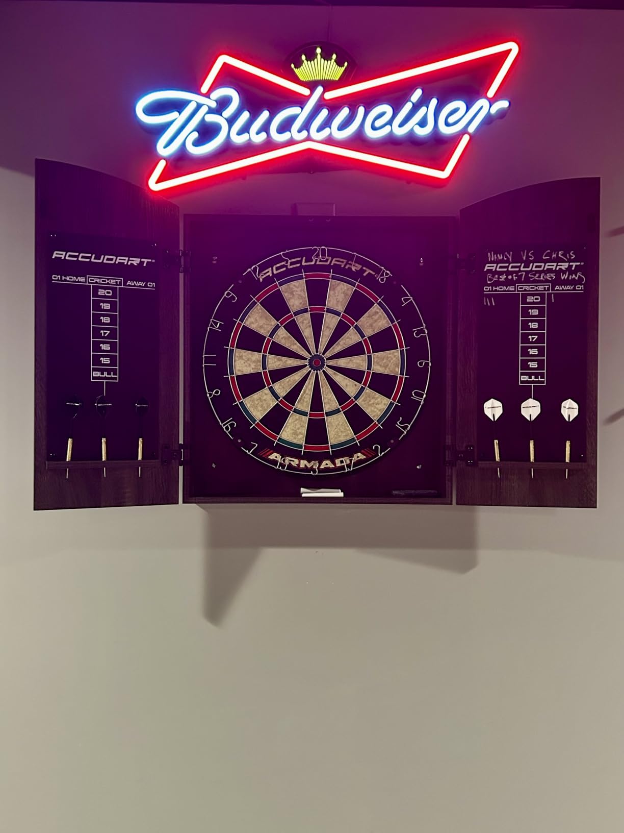 Accudart Armada Bristle Dartboard Cabinet Set - Official 18