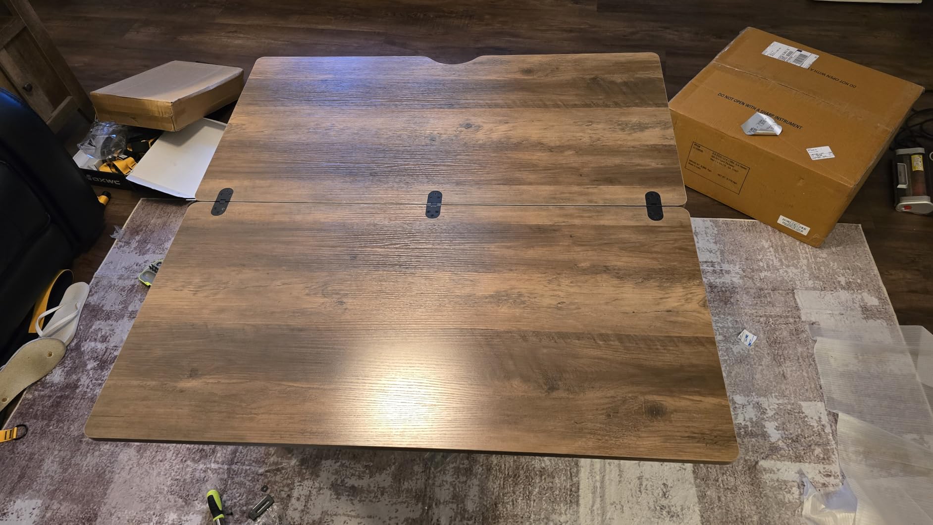 SEDETA Farmhouse Lift Top Coffee Table with Storage and Hidden Compartment | 4 in 1 Multi-Function Convertible Coffee Tables Converts to Dining Table for Small Living Room, Grey customer photo 2