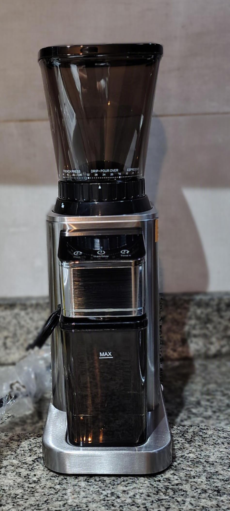 SHARDOR Conical Burr Coffee Bean Grinder, Anti-Static, 48 Settings, Silver | Electric Grinding, Stainless Steel, LCD Touchscreen, Precision Timer, Detachable Parts, Low Speed, 150W Motor, 9.7 oz Hopper customer photo 1