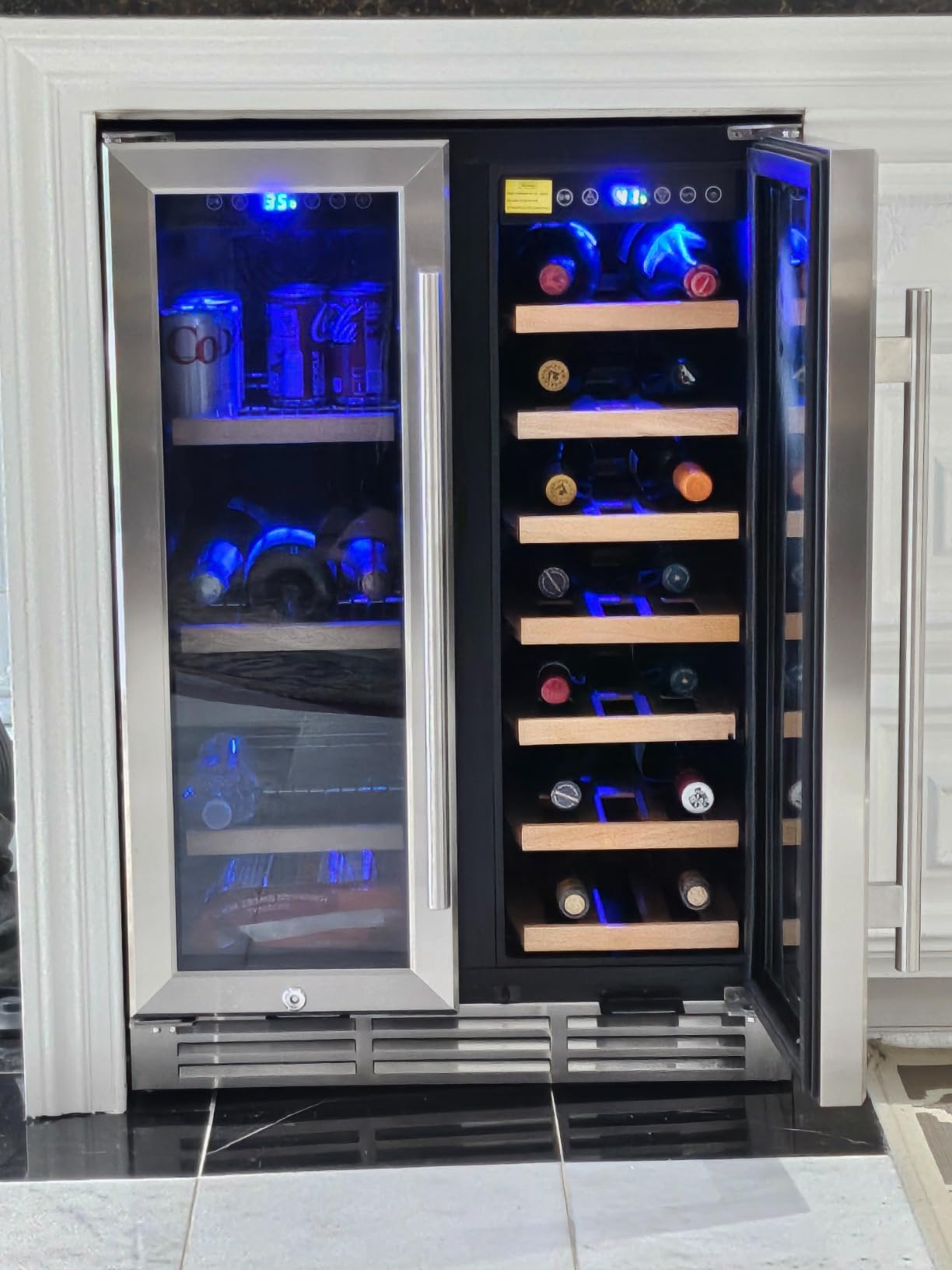 EUHOMY Wine and Beverage Refrigerator, 24 Inch Dual Zone Wine Cooler | Built-in or Freestanding, 21 Bottles & 88 Cans Glass Door, Removable Shelves, LED Light, Digital Temperature Control customer photo 2