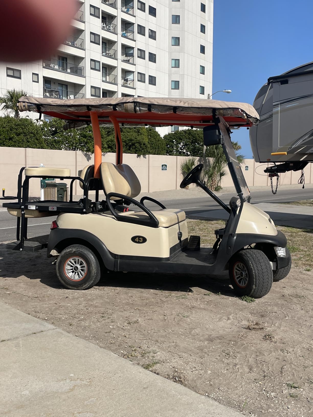 Deluxe 4-Person Golf Cart Driving Enclosure Cover Fit for EZGO, Yamaha Cart | Long Roof, Heavy Duty Polyester, Clear PVC Windows, Easy to Install, All Weather Protection customer photo 1
