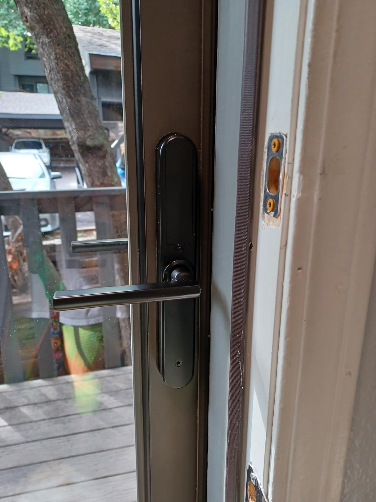 Luston Slim Smart Lock Front Door Stainless Steel Waterproof Mortise Lock, Keyless Entry Door Lock, WiFi Bluetooth Fingerprint Digital Keypad Aluminum Swing Door Lock with Handle (Black) customer photo 1